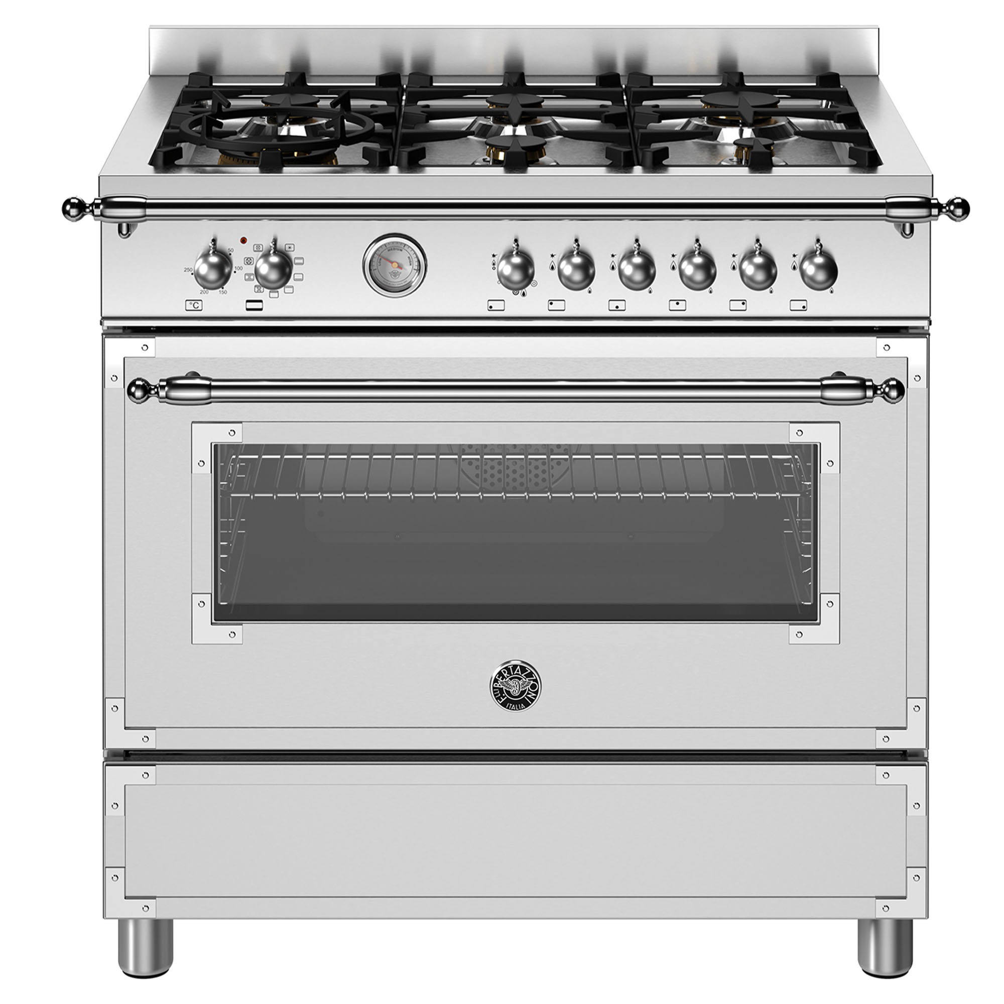 Bertazzoni Heritage 900mm Dual Fuel Cooker - Stainless Steel HER96L1EXT