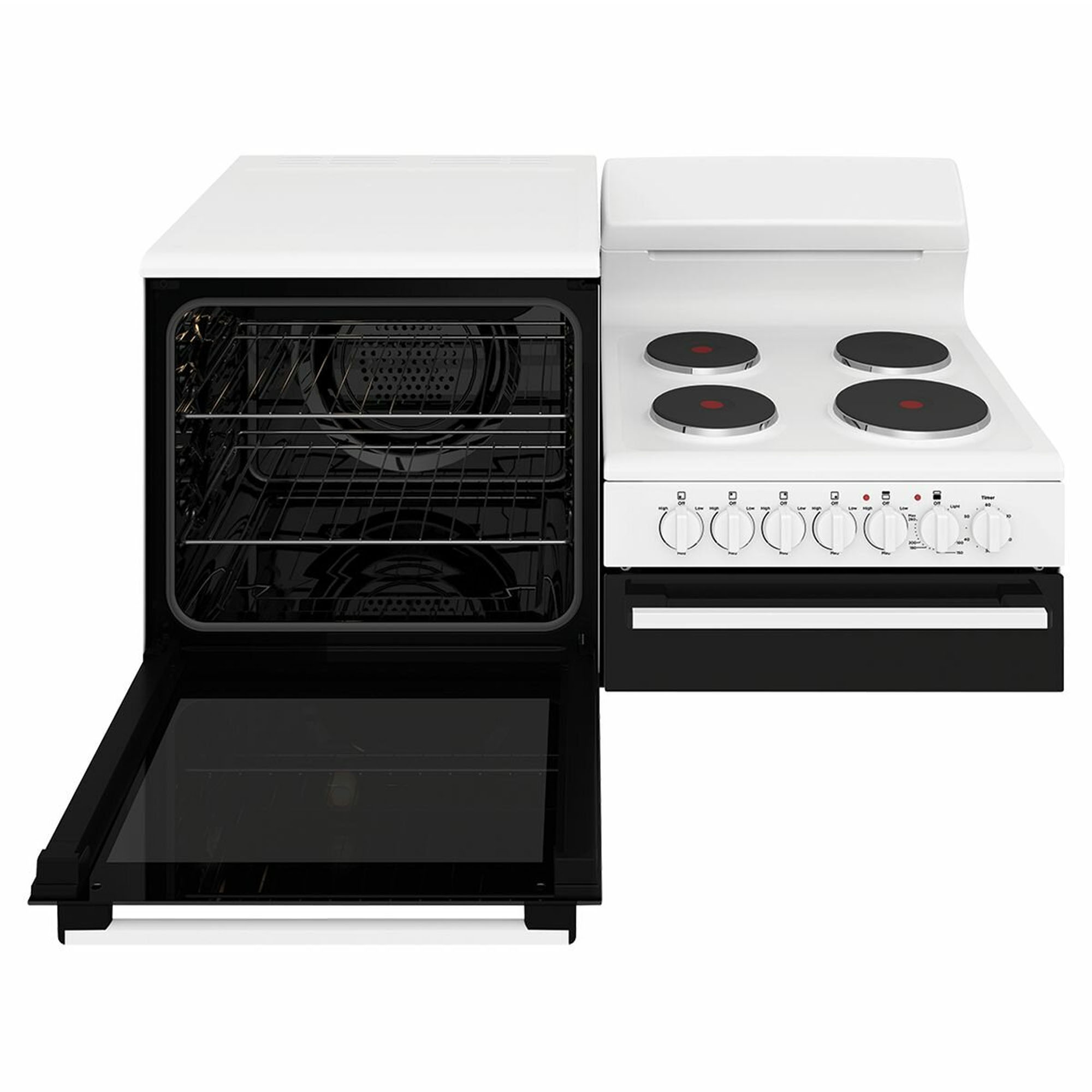 Westinghouse Elevated electric freestanding cooker with separate grill, white WDE132WCL. Buy