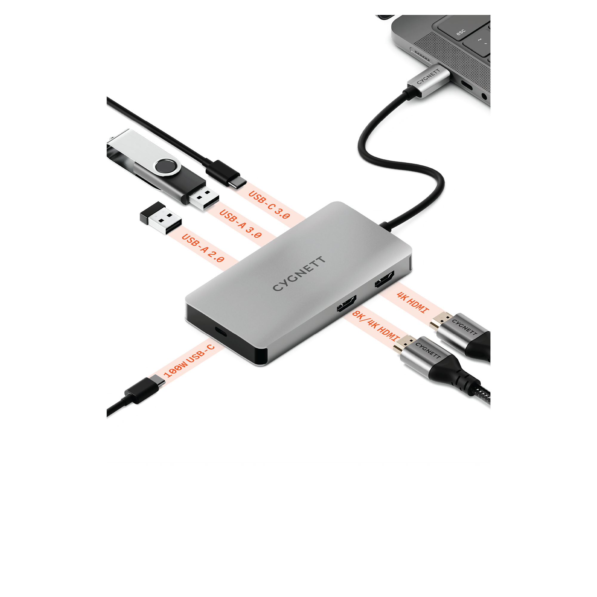 Cygnett Unite Work Mate 6-in-1 USB-C HUB Dual HDMI CY5147HUB61