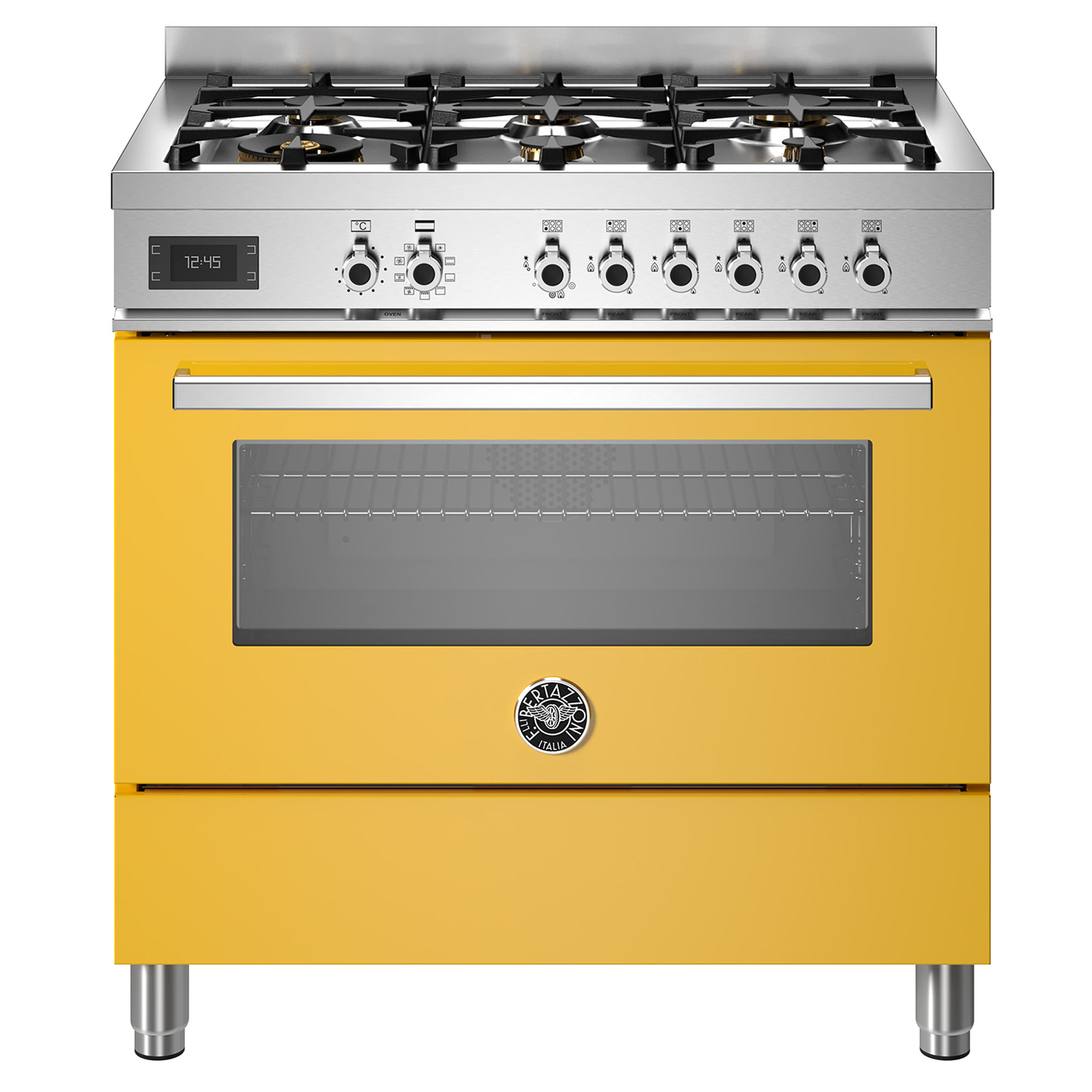 Bertazzoni Professional 900mm Dual Fuel Cooker - Giallo (Yellow) PRO96L1EGIT