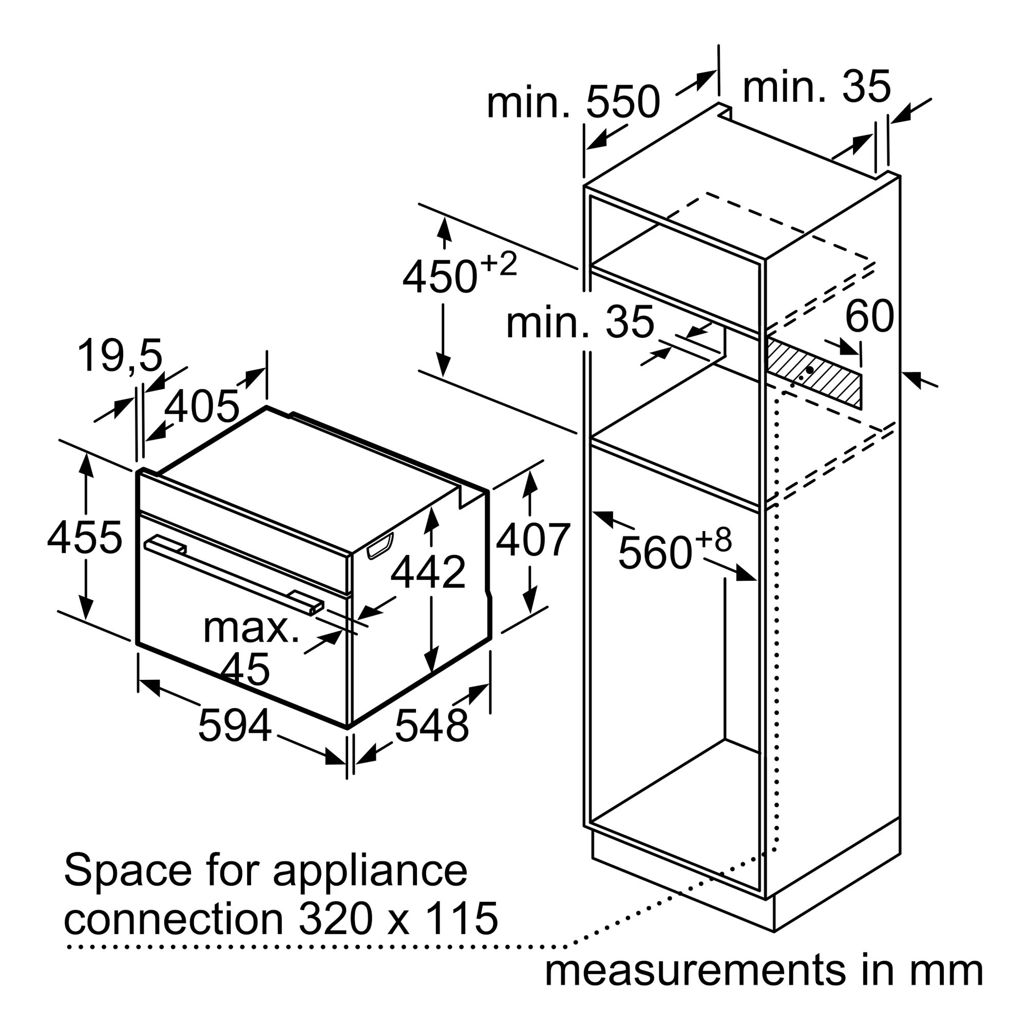Bosch Series 8 Builtin compact oven with steam function 60 x 45 cm