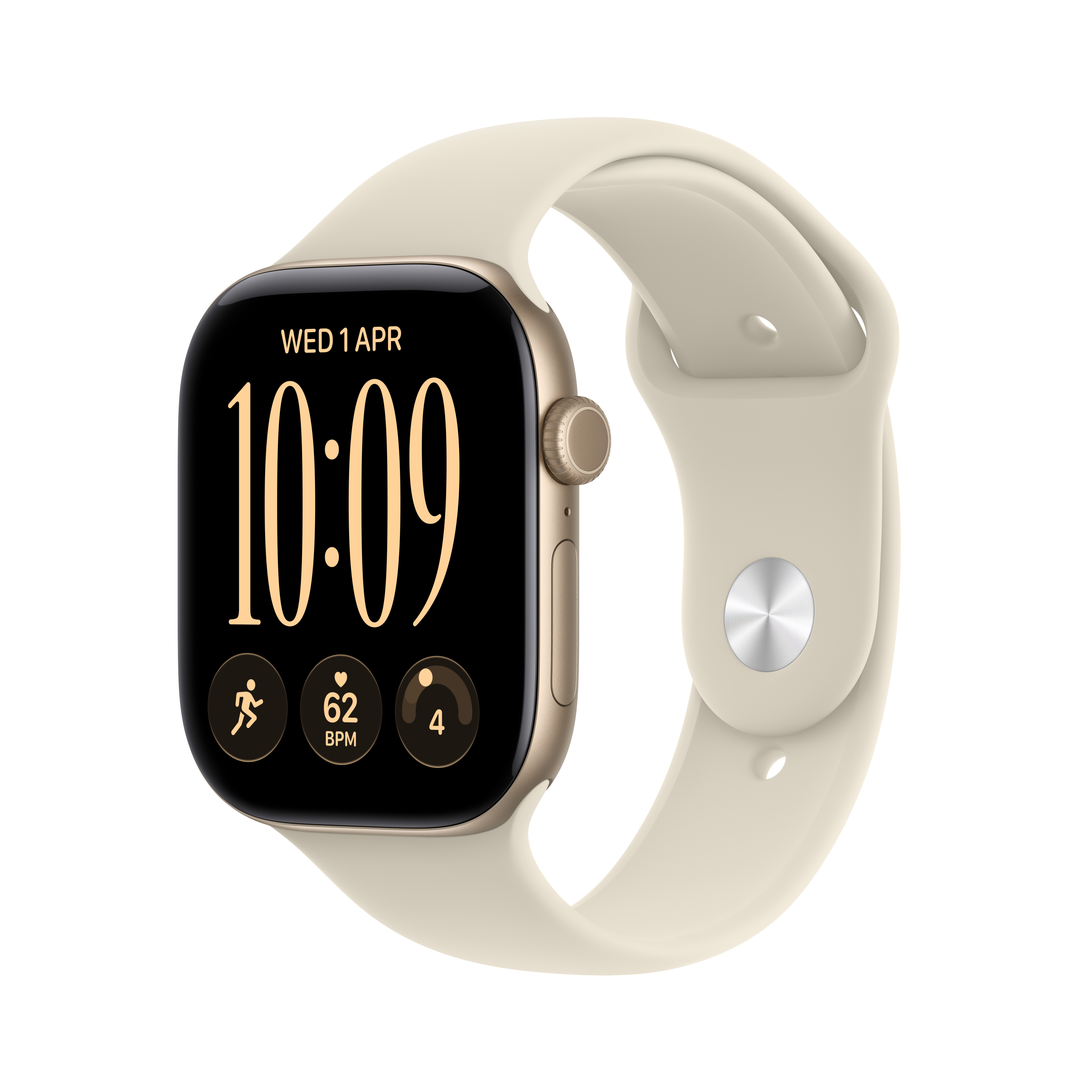 Apple Watch Series 12 GPS + Cellular 46mm Light Gold Aluminum Case with Sand Sport Band - M/L MJGC4X/A