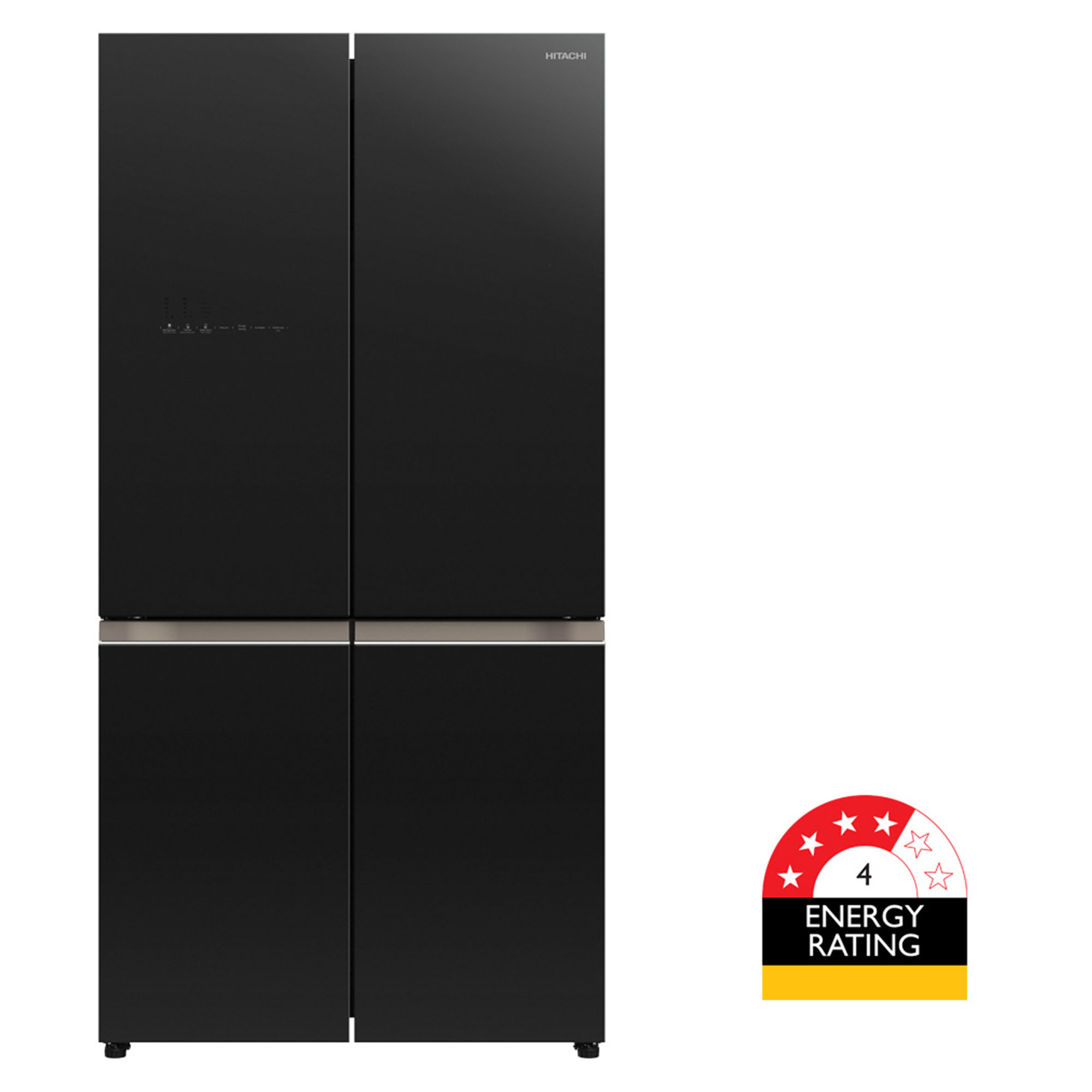 Hitachi 569L Black Glass 4 Door French Bottom Freezer Refrigerator R-WB640VT0-1GBK