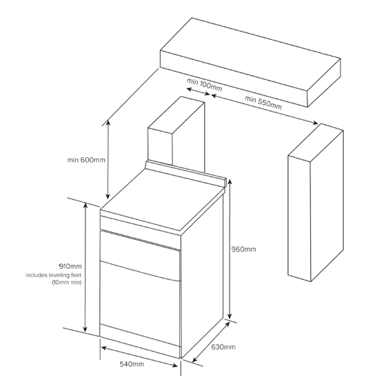 Euromaid 54cm Freestanding Electric Oven With Ceramic Cooktop EFS54FC