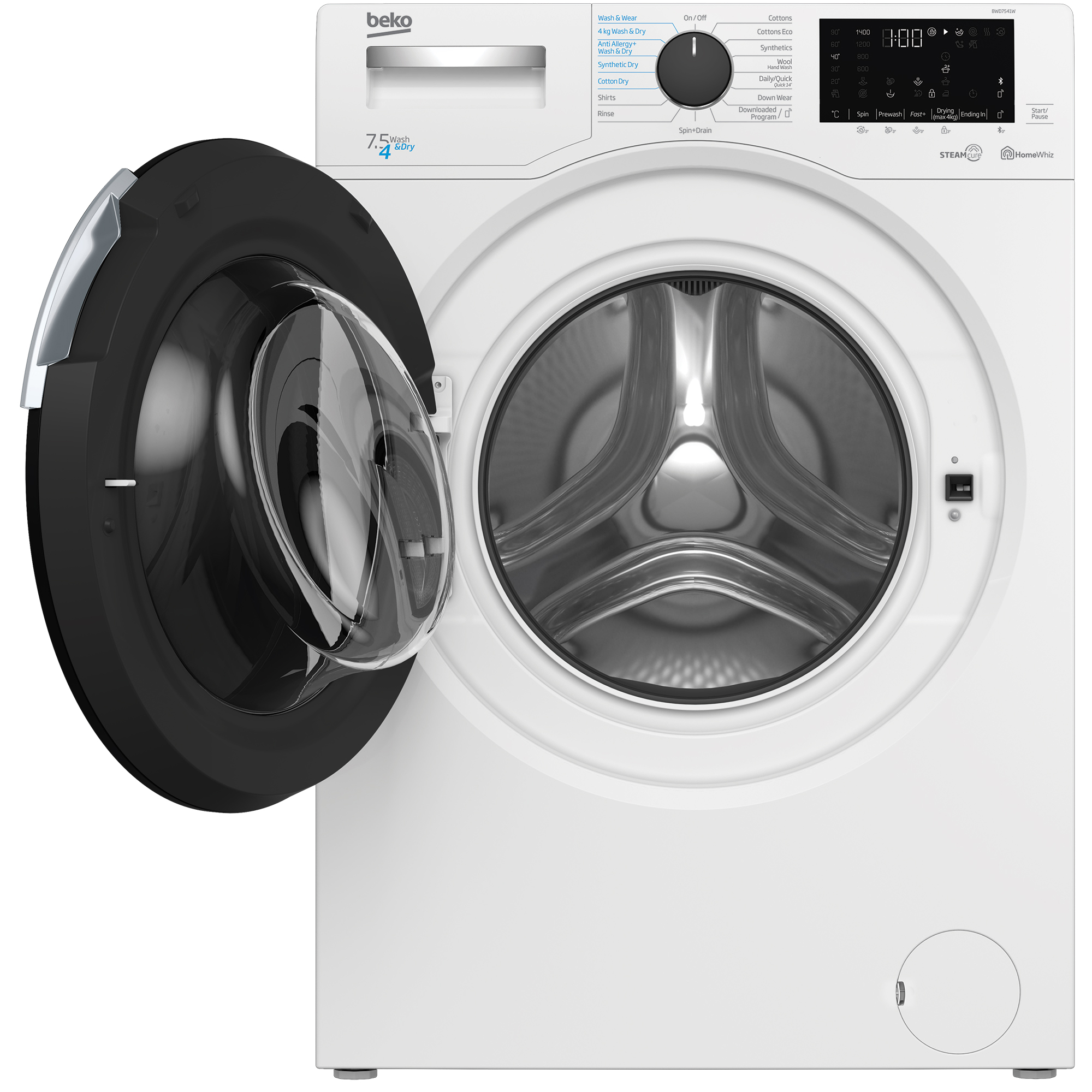 Beko 7.5kg Wash/4Kg Dry Washer Dryer Combo with SteamCure BWD7541W