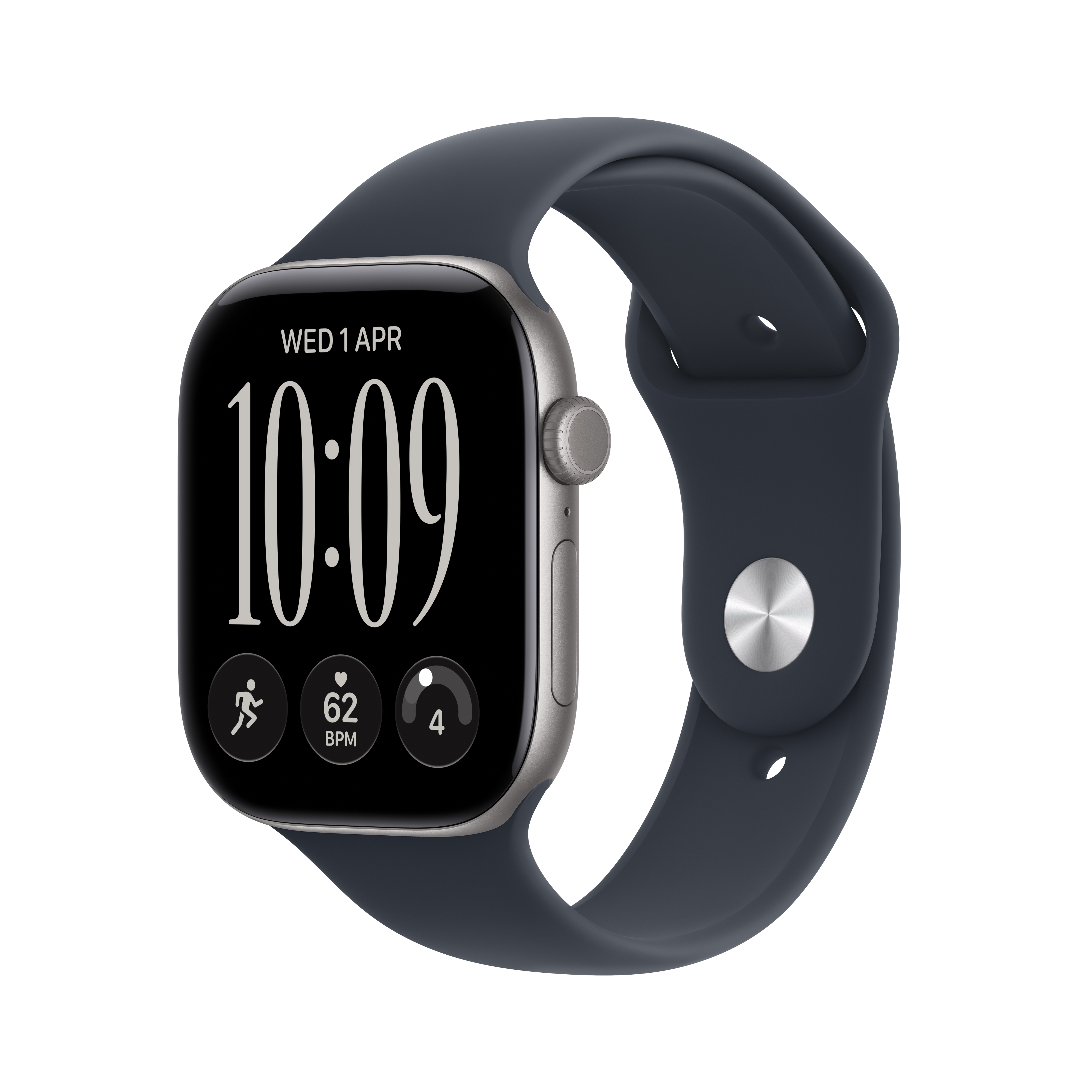 Apple Watch Series 12 GPS 46mm Space Gray Aluminum Case with Navy Blue Sport Band - S/M MJEH4X/A