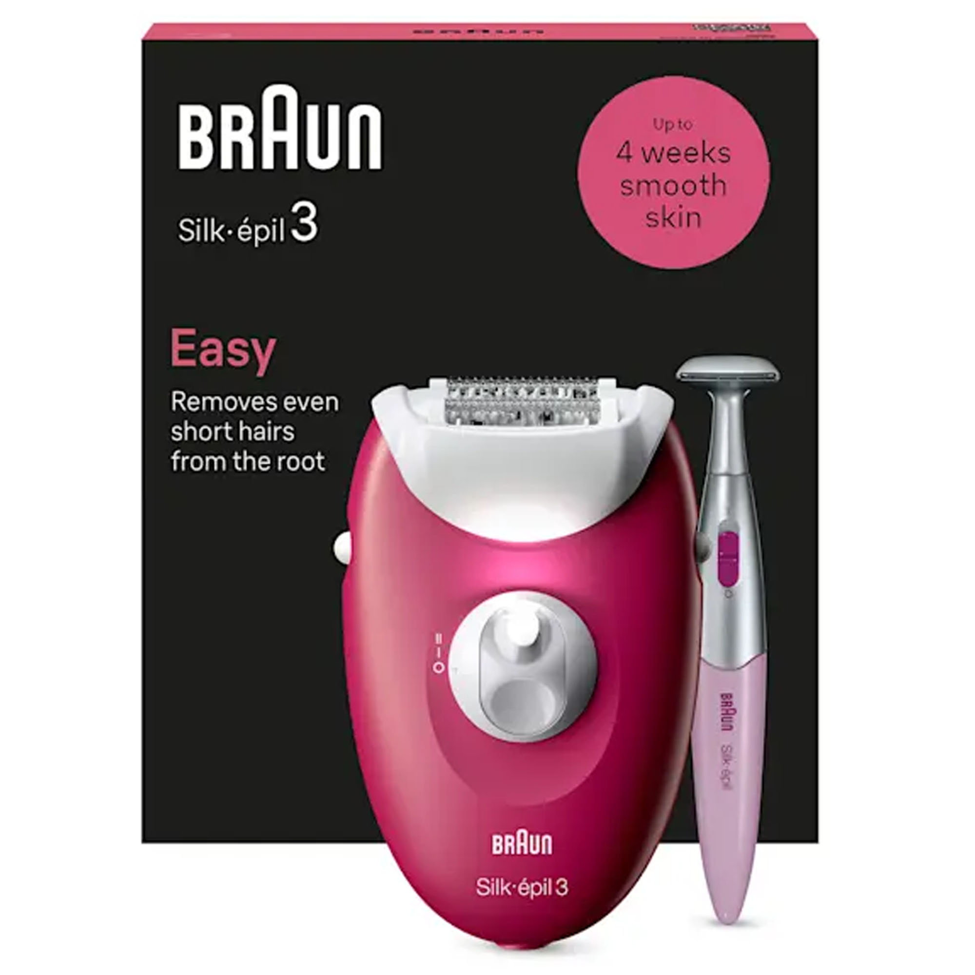 Braun Silk-epil 3 Epilator with Bikini Trimmer, 3202 - Ruby