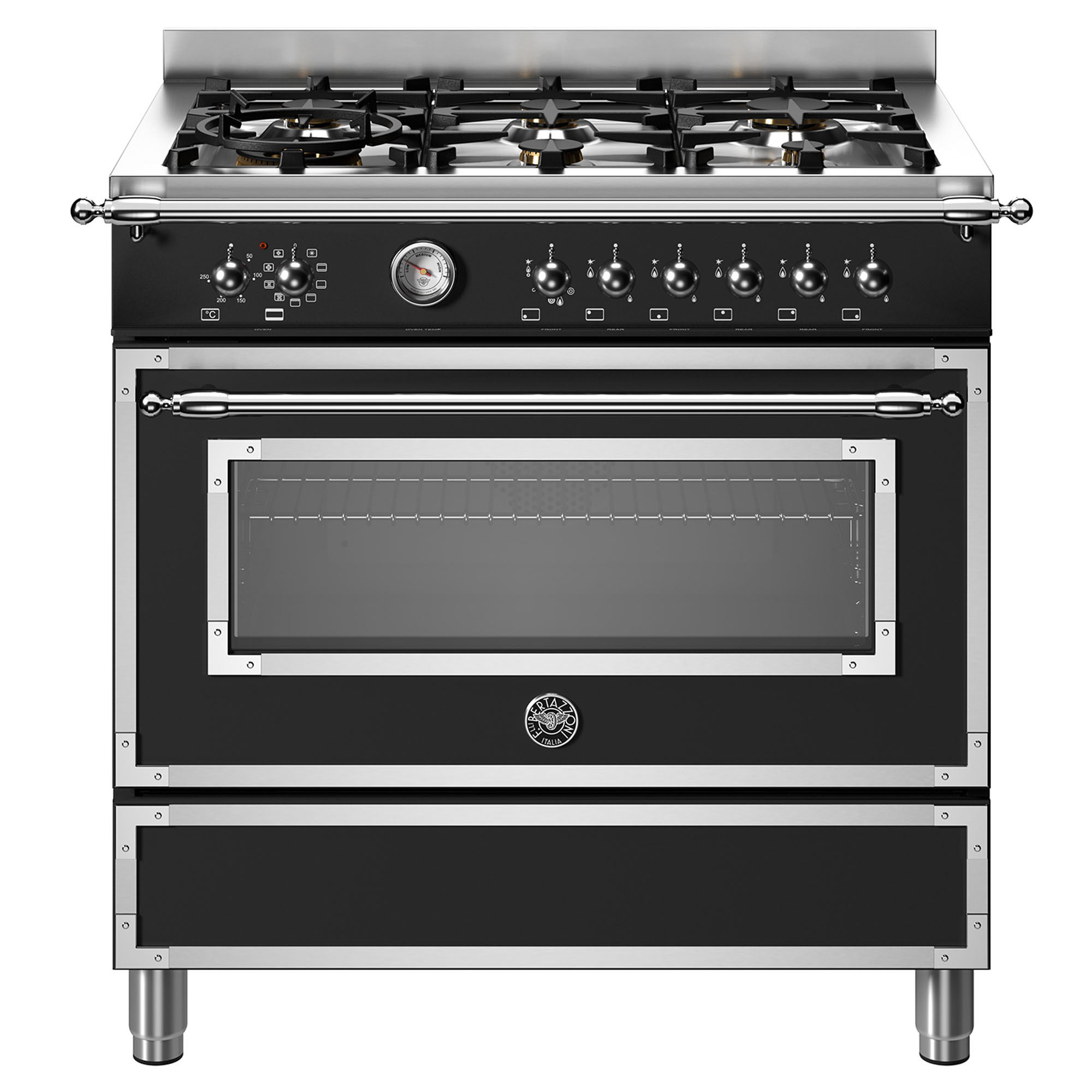 Bertazzoni Heritage 900mm Dual Fuel Cooker - Nero (Black) HER96L1ENET