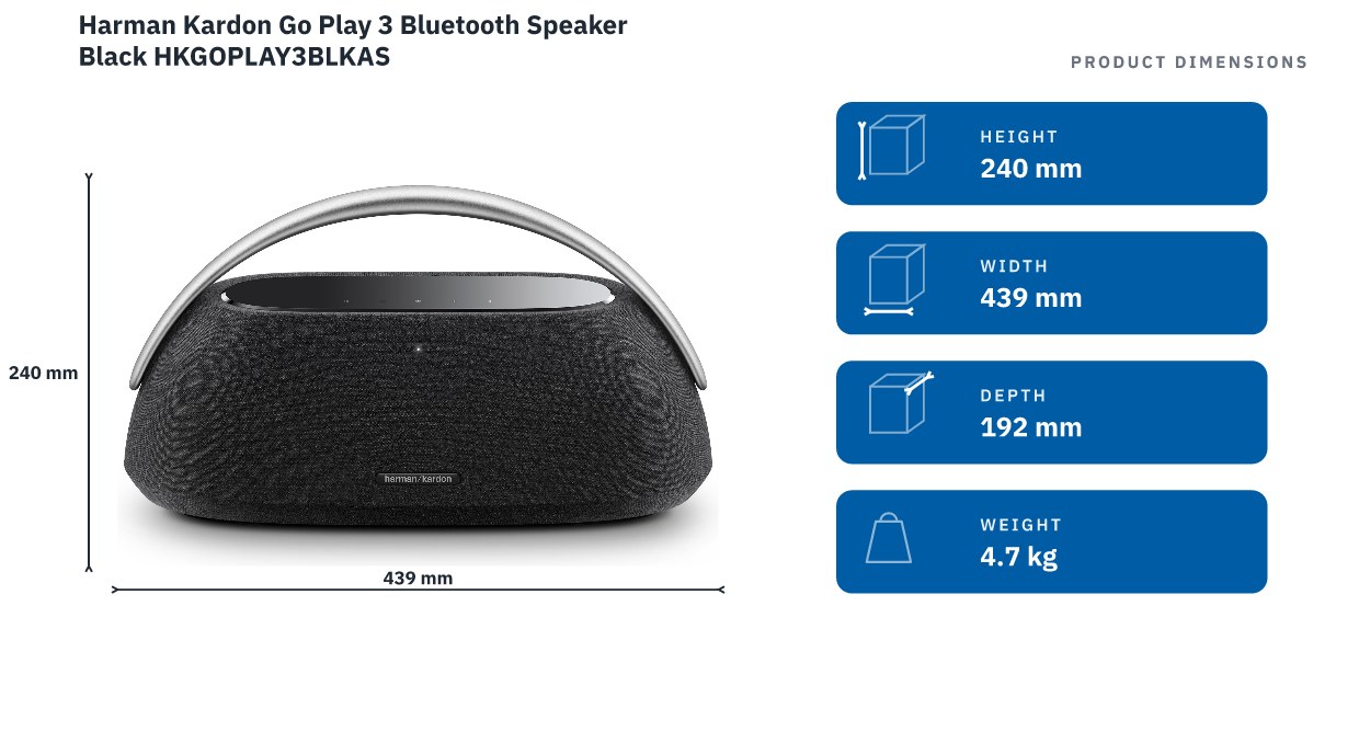 Harman Kardon Go Play 3 Bluetooth Speaker Black. HKGOPLAY3BLKAS