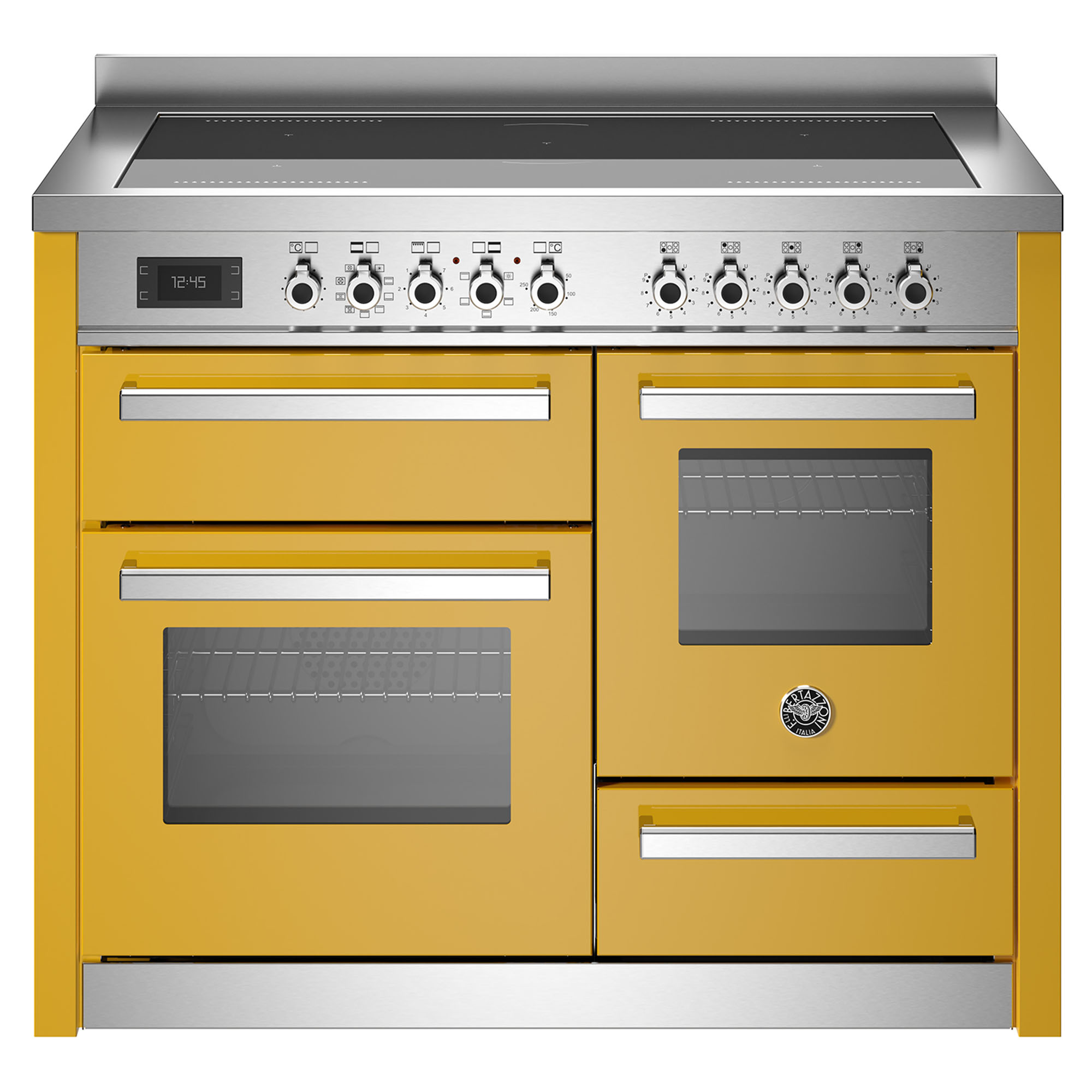 Bertazzoni Pro 1100mm Cooker 5 Zone Induction, Electric Triple Oven - Yellow PRO115I3EGIT