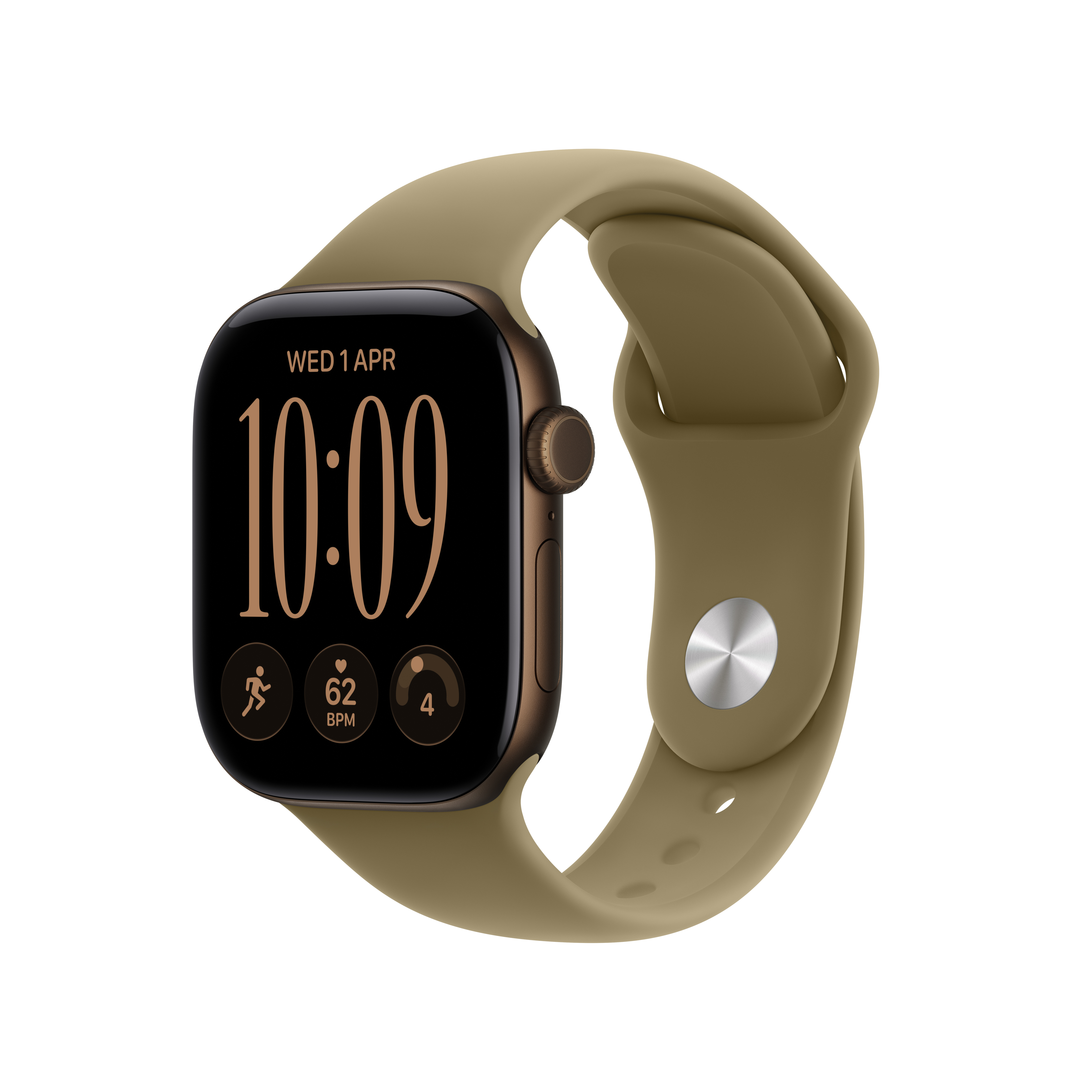 Apple Watch Series 12 GPS + Cellular 42mm Dark Bronze Aluminum Case with Olive Sport Band - S/M MJG44X/A