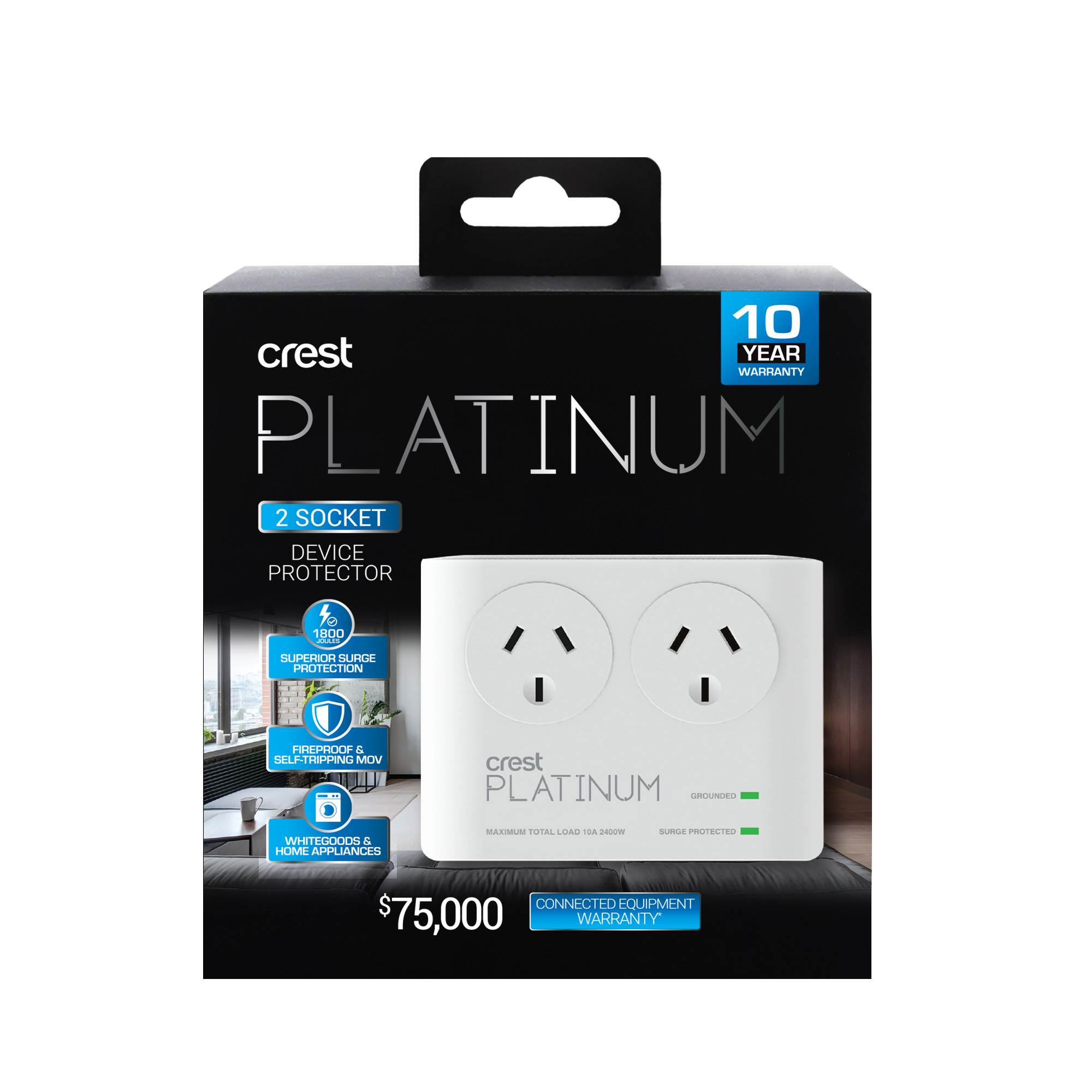 Crest 2 Socket Device Protector PWU02905