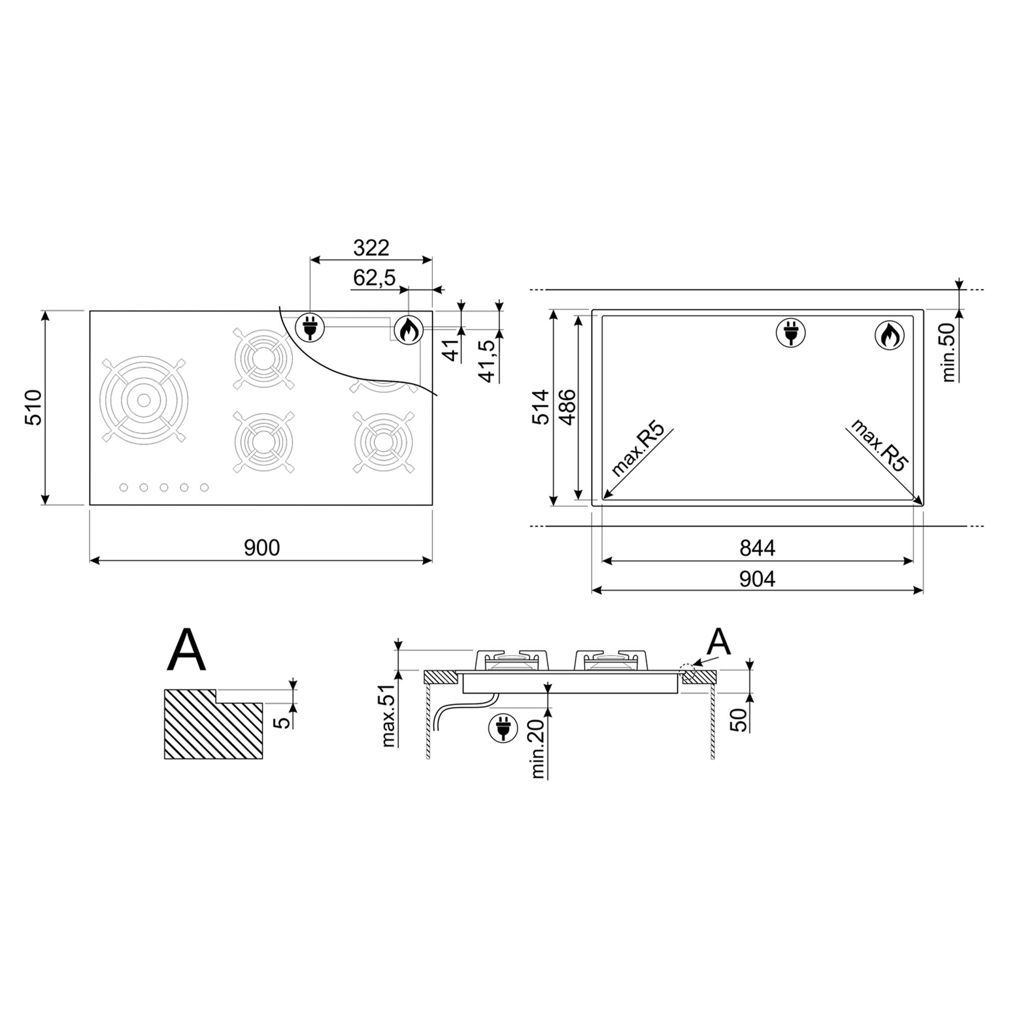 Smeg 90cm Classic Gas on Glass Cooktop Black Glass PV395LNAU Buy