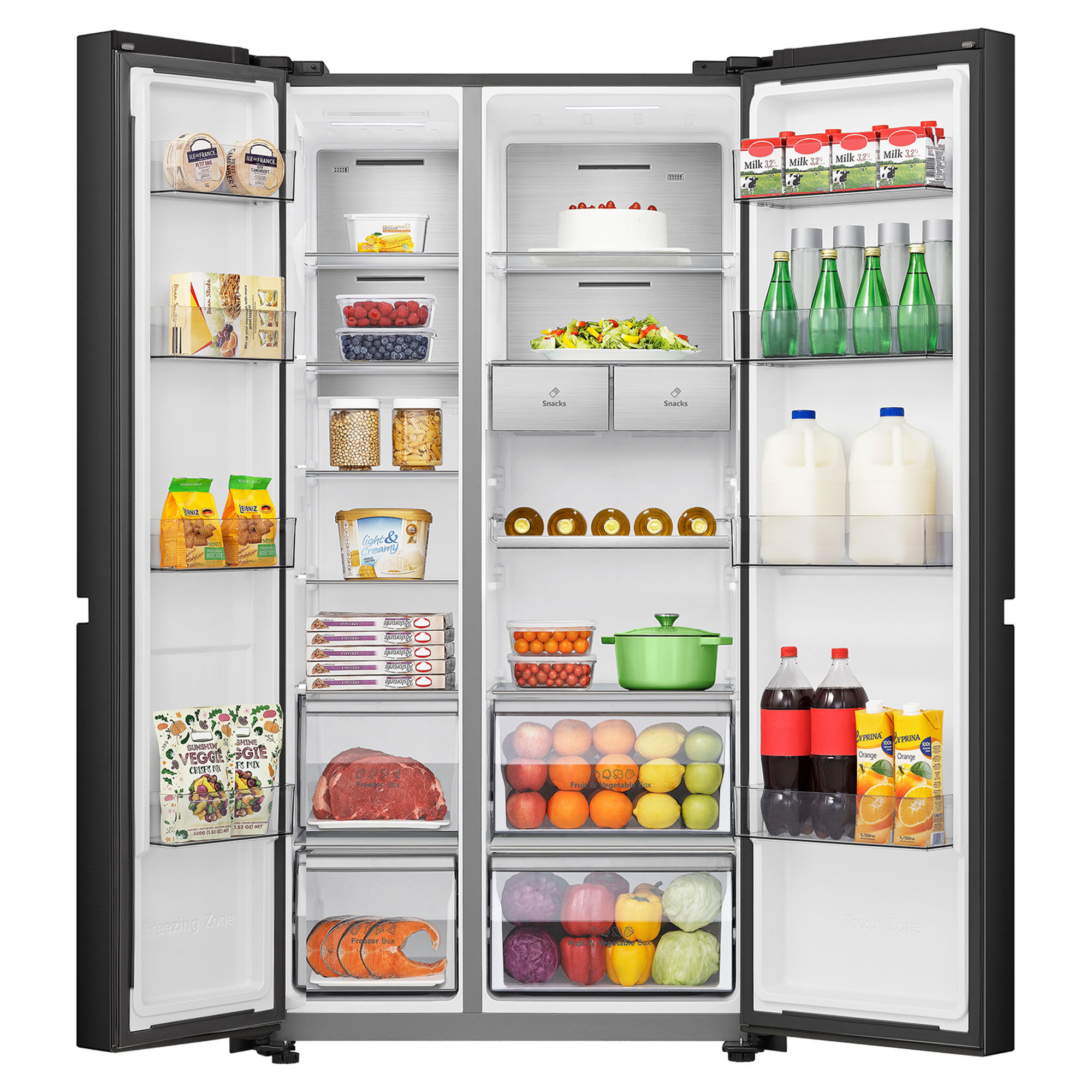 Hisense 652L Side by Side Fridge, Black Brushed Steel HRSBS652B. Buy