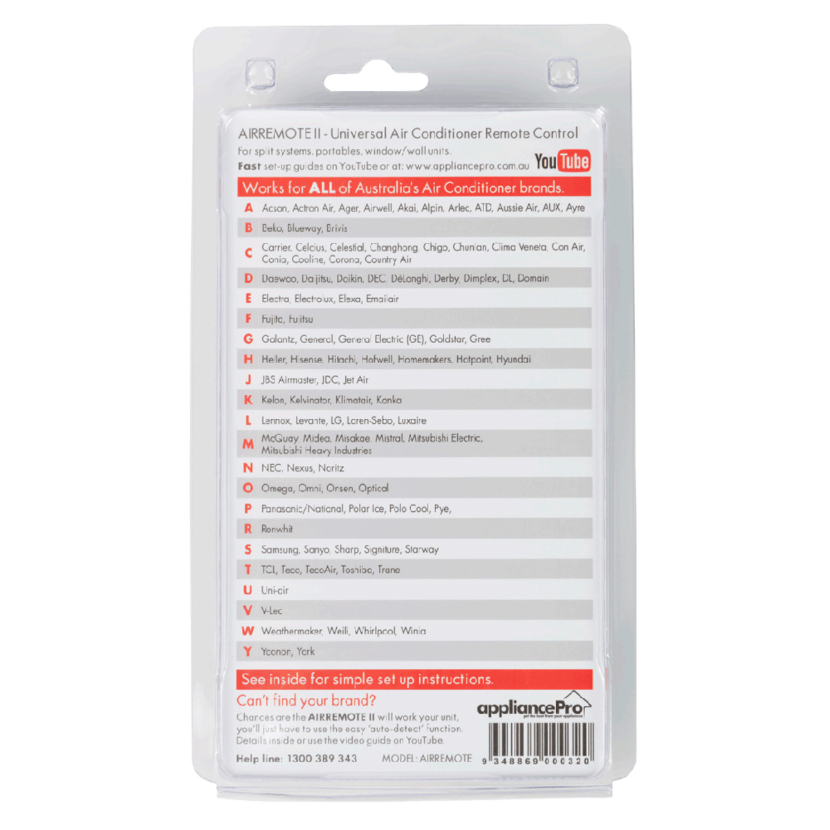 Appliance Pro Universal Air Conditioner Remote AIRREMOTE2. Buy Online