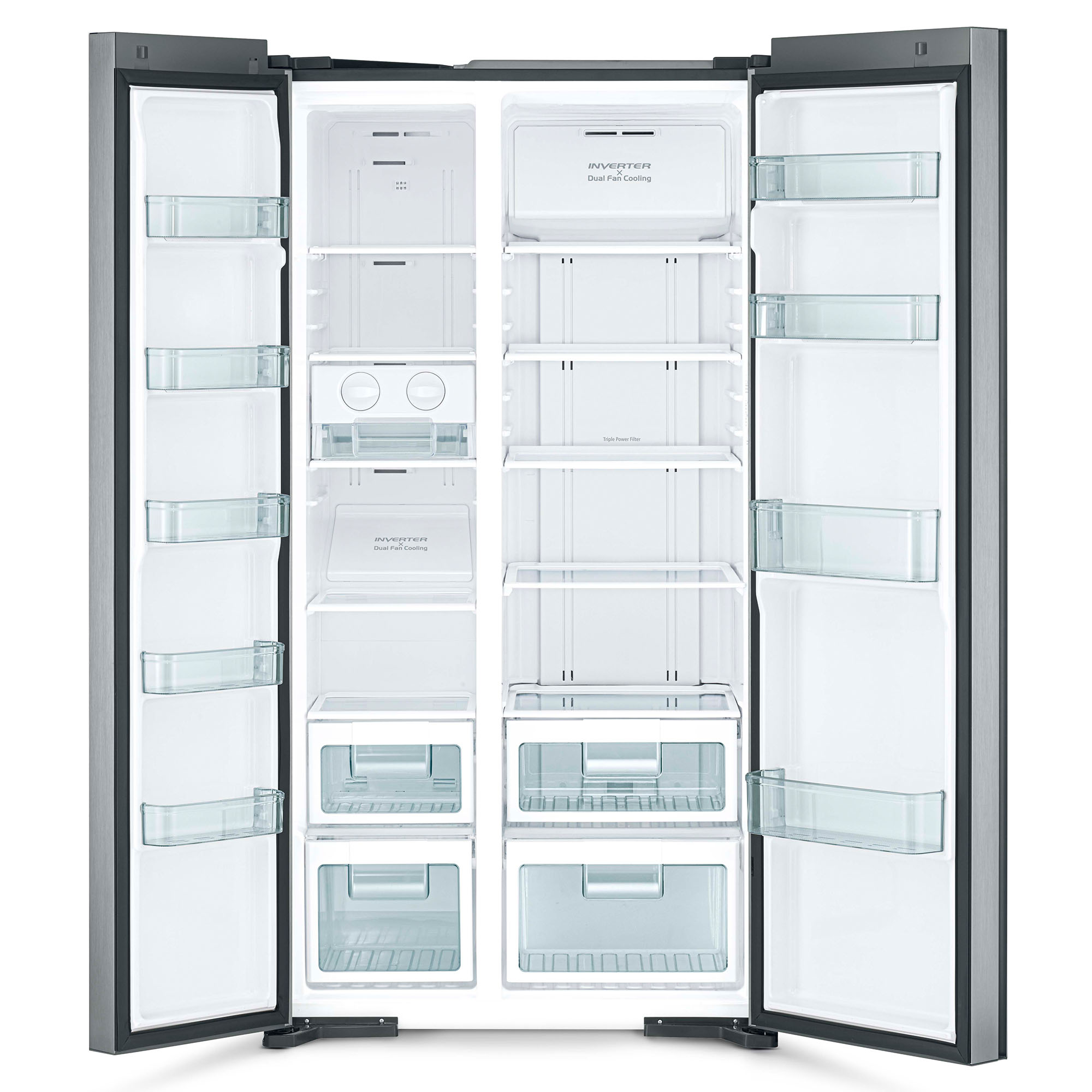 Hitachi 595L Side By Side Inverter Refrigerator Glass Silver RS800PT0GS