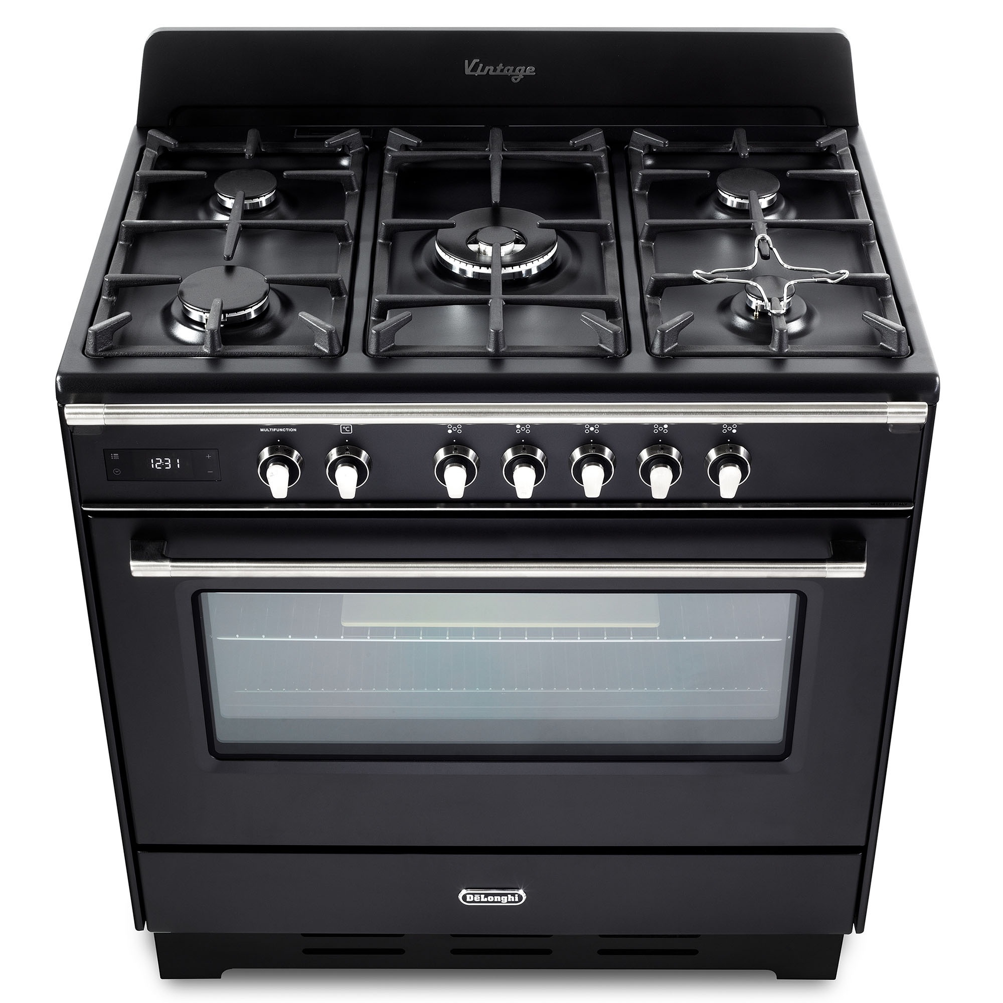 De'Longhi 90cm Vintage Freestanding Dual Fuel Cooker Matte Black