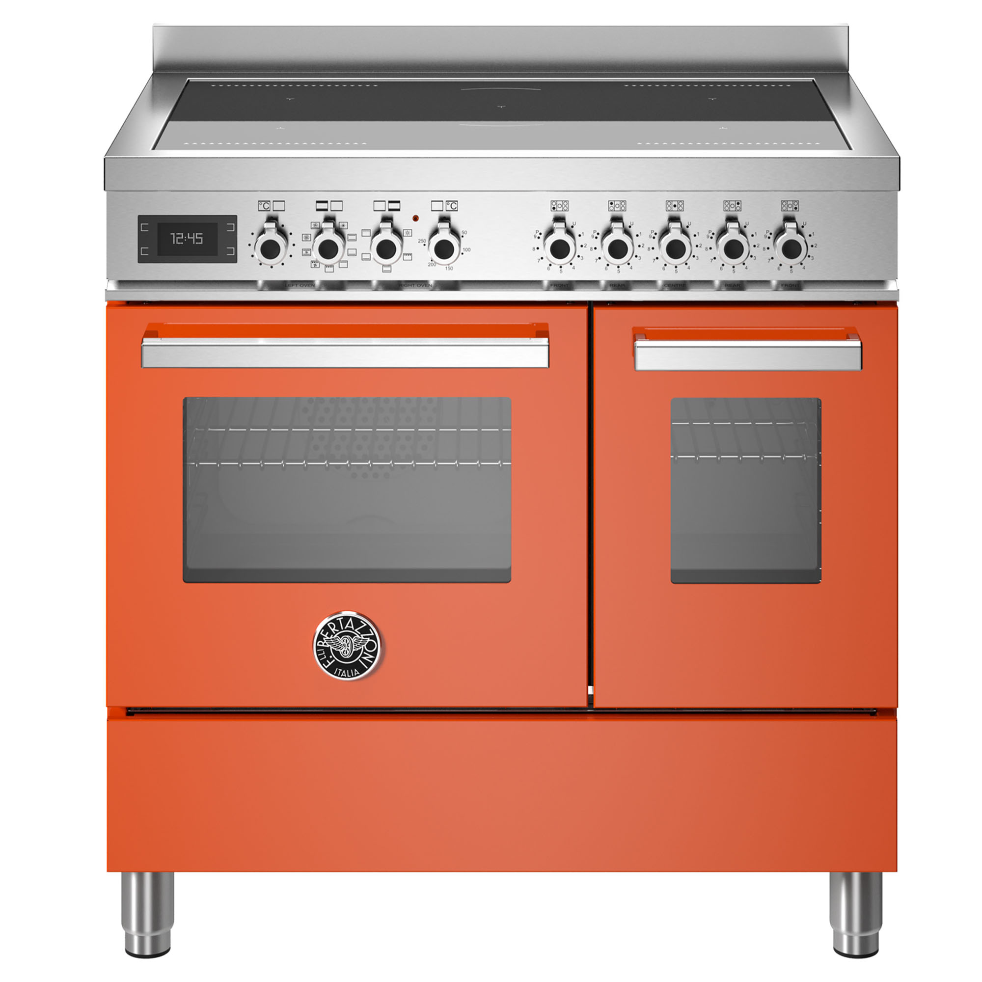 Bertazzoni Pro 900mm Cooker 5 Zone Induction, Electric Double Oven - Orange PRO95I2EART