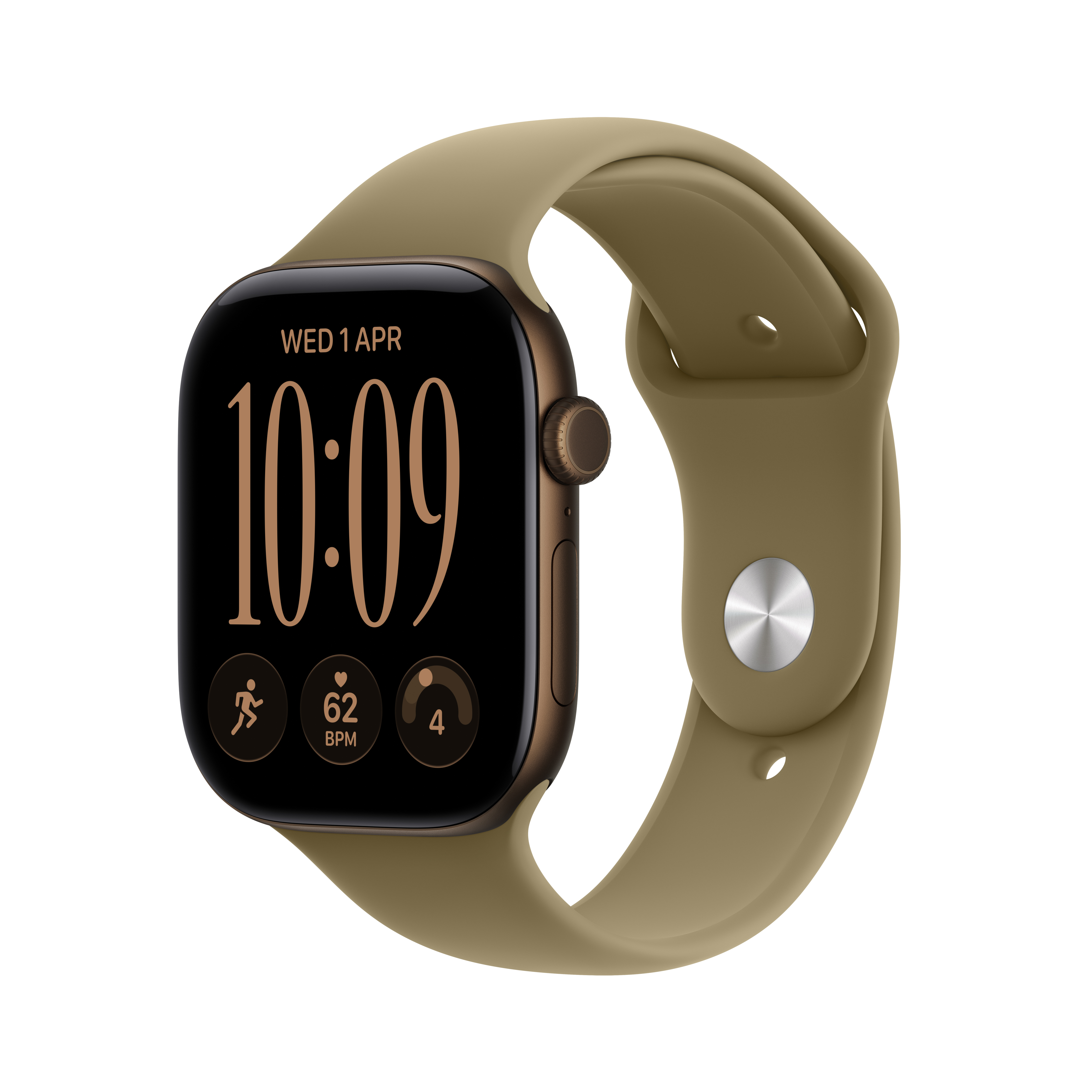 Apple Watch Series 12 GPS 46mm Dark Bronze Aluminum Case with Olive Sport Band - M/L MJEU4X/A
