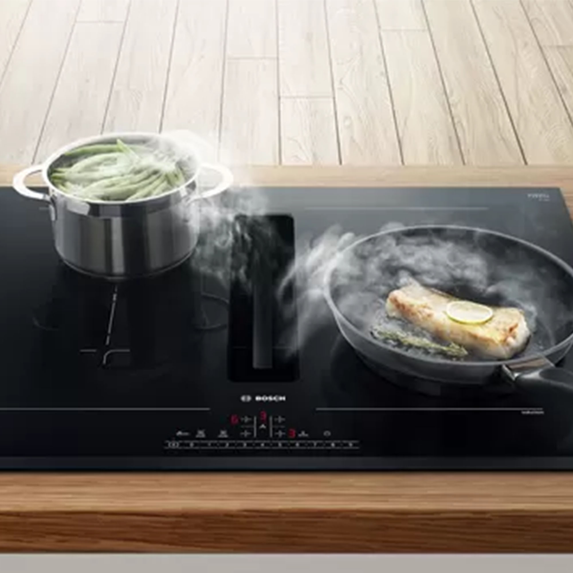Bosch Serie 6 2in1 cooktop with integrated ventilation 70 cm