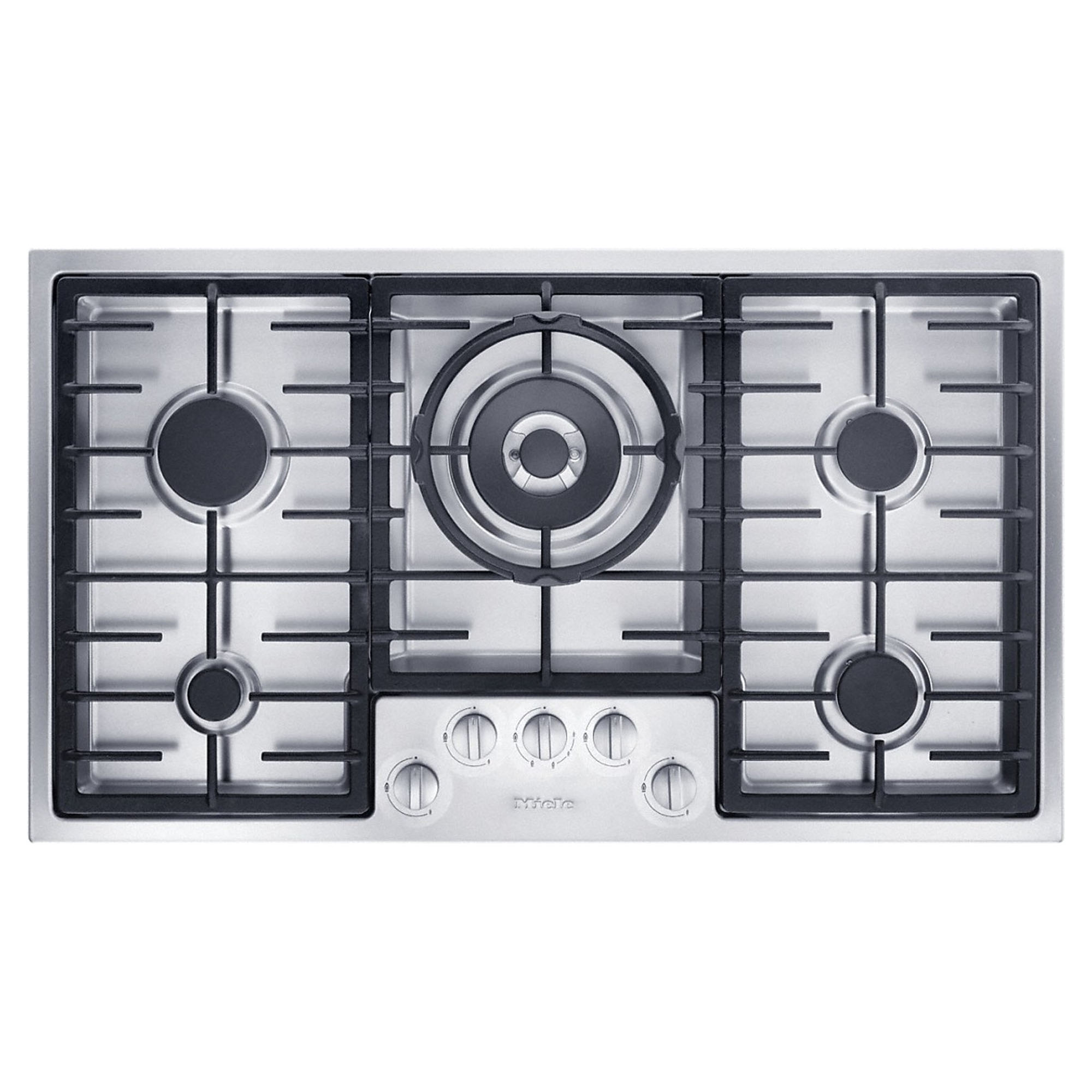 Miele 88cm 5 Burner Gas Cooktop with Dual Wok Burner Stainless Steel KM2357-1