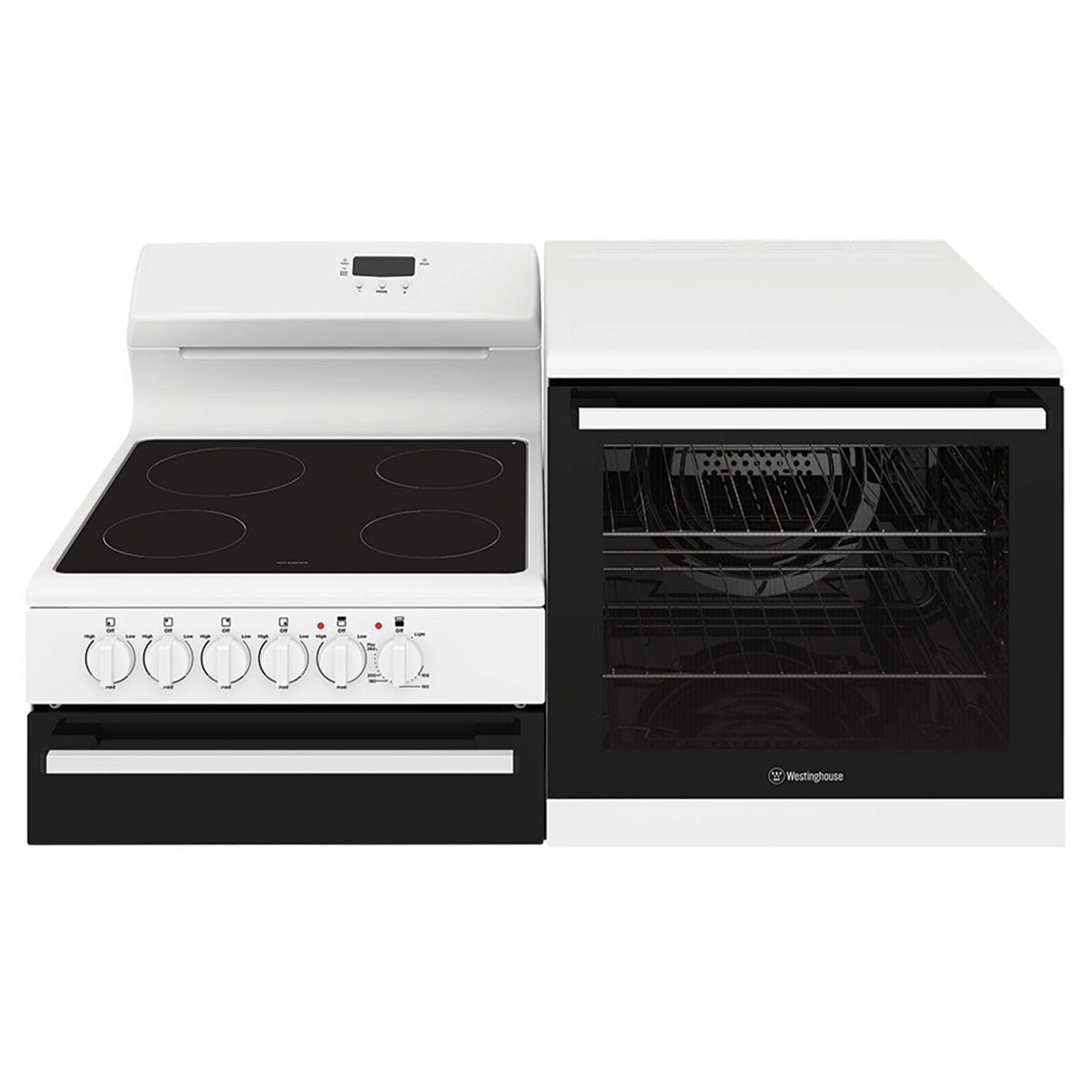 Westinghouse Elevated electric freestanding cooker with separate grill, white WDE143WCR. Buy
