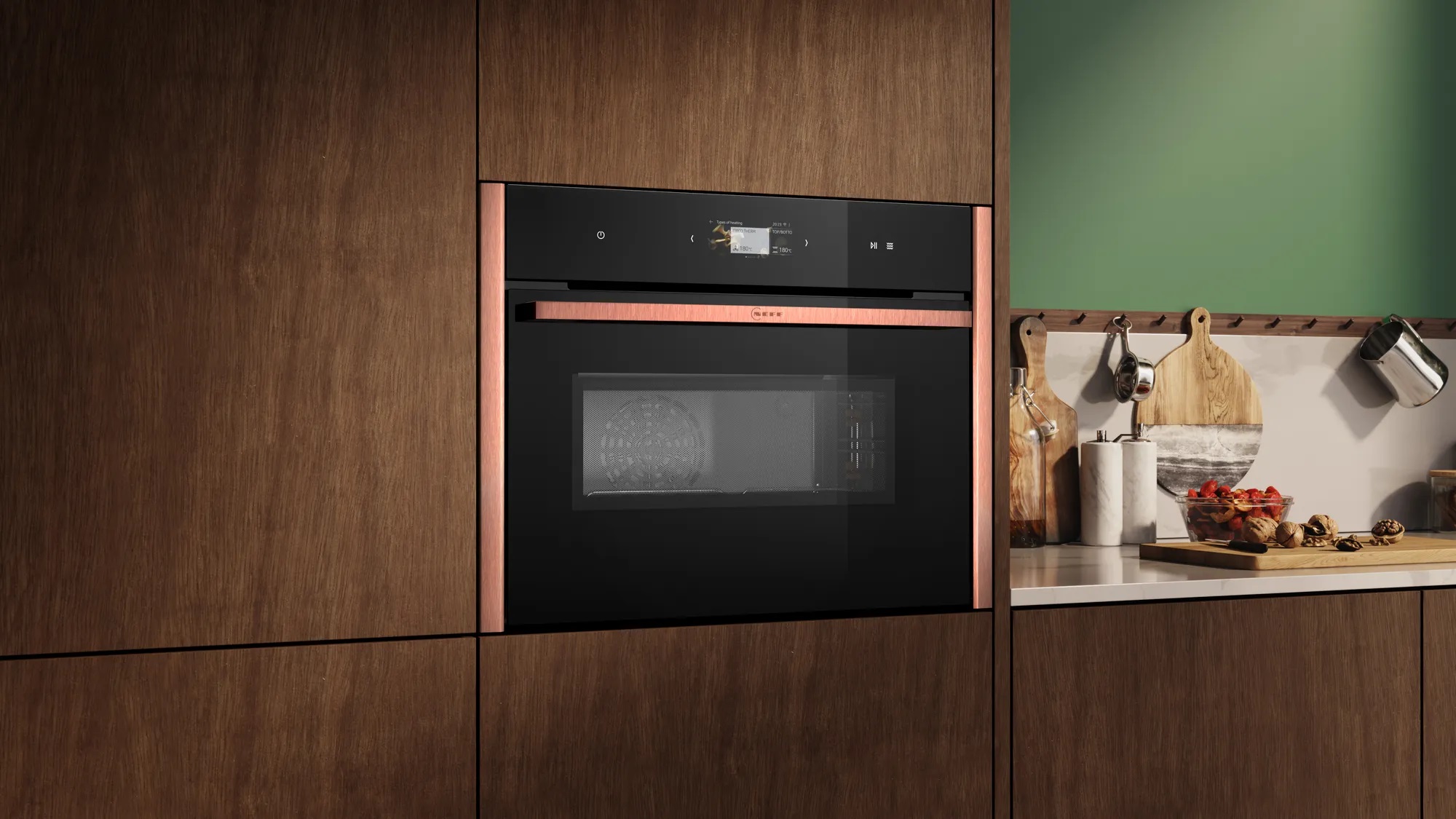 Neff Compact Oven with Microwave with Brushed Bronze Side Trims