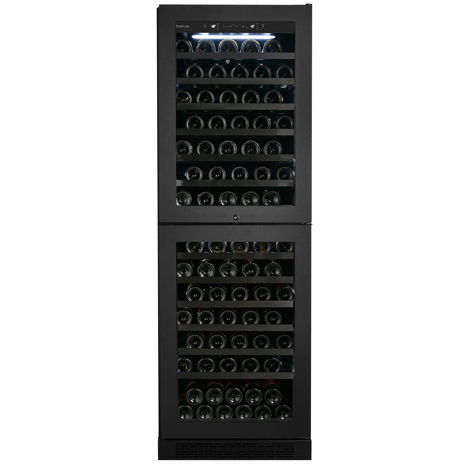 Artusi 160 Bottle Double Door Dual Zone Wine Cooler - Matt Black AWCD160BV