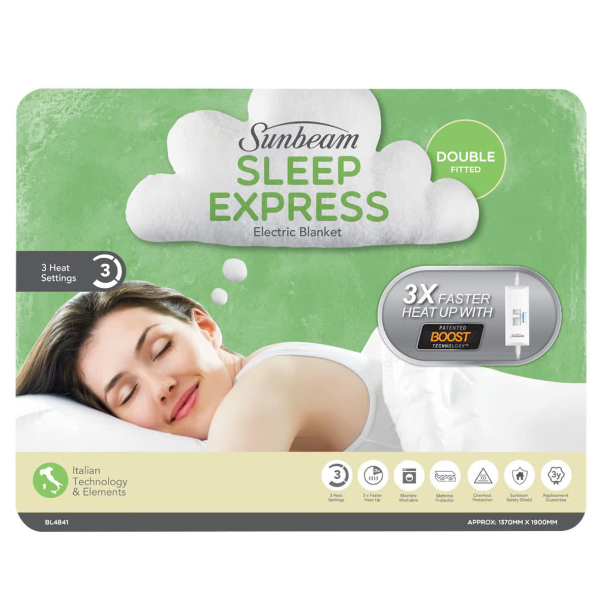 Sunbeam Sleep Express ™ Boost Double Bed Fitted Heated Blanket BL4841