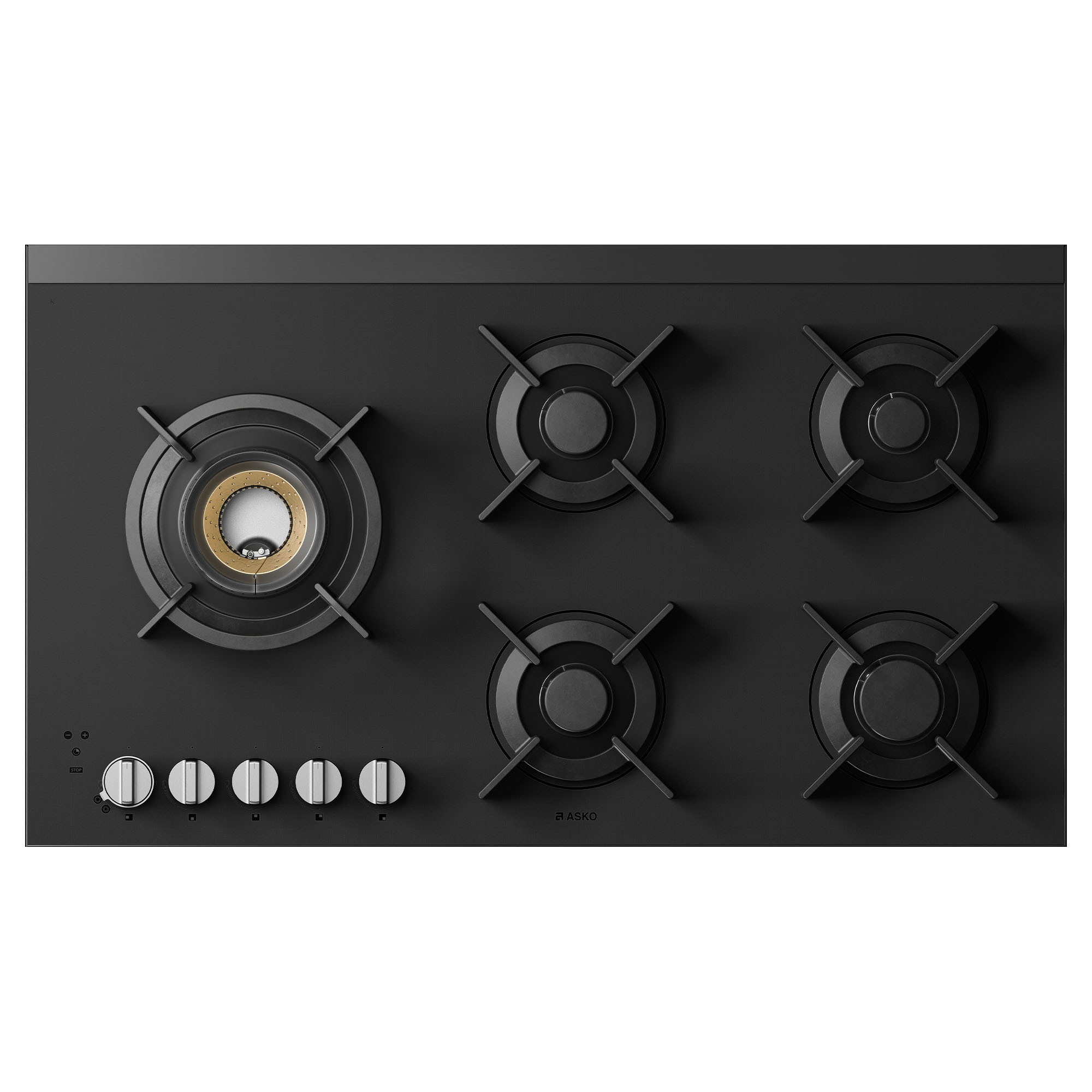 ASKO 90cm Hob Gas 5 Burner Volcano Cooktop Matte Black HG8954MGD1
