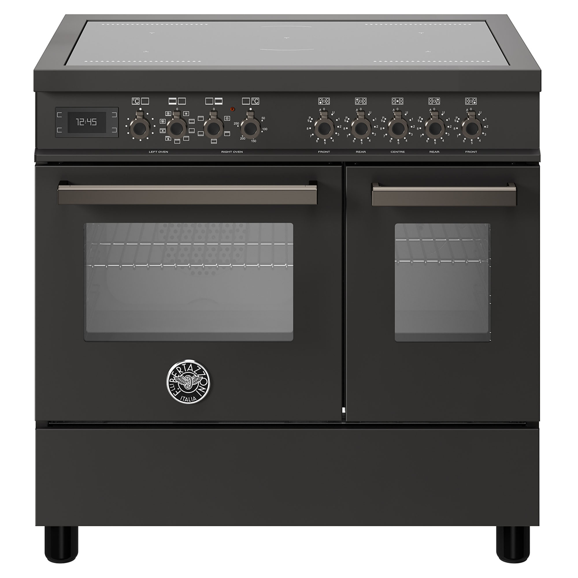 Bertazzoni Pro 900mm Cooker 5 Zone Induction, Electric Double Oven - Carbonio PRO95I2ECAT