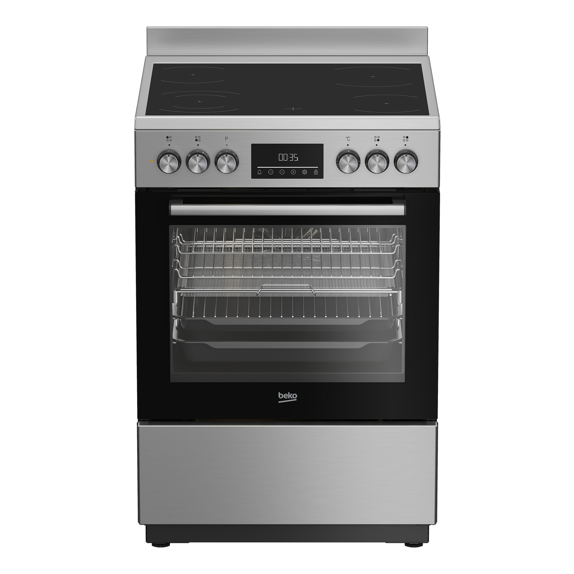 Beko Aeroperfect 60cm Freestanding Cooker with SteamAdd & Airfry and Ceramic Cooktop - Stainless Steel BFCB60VMX
