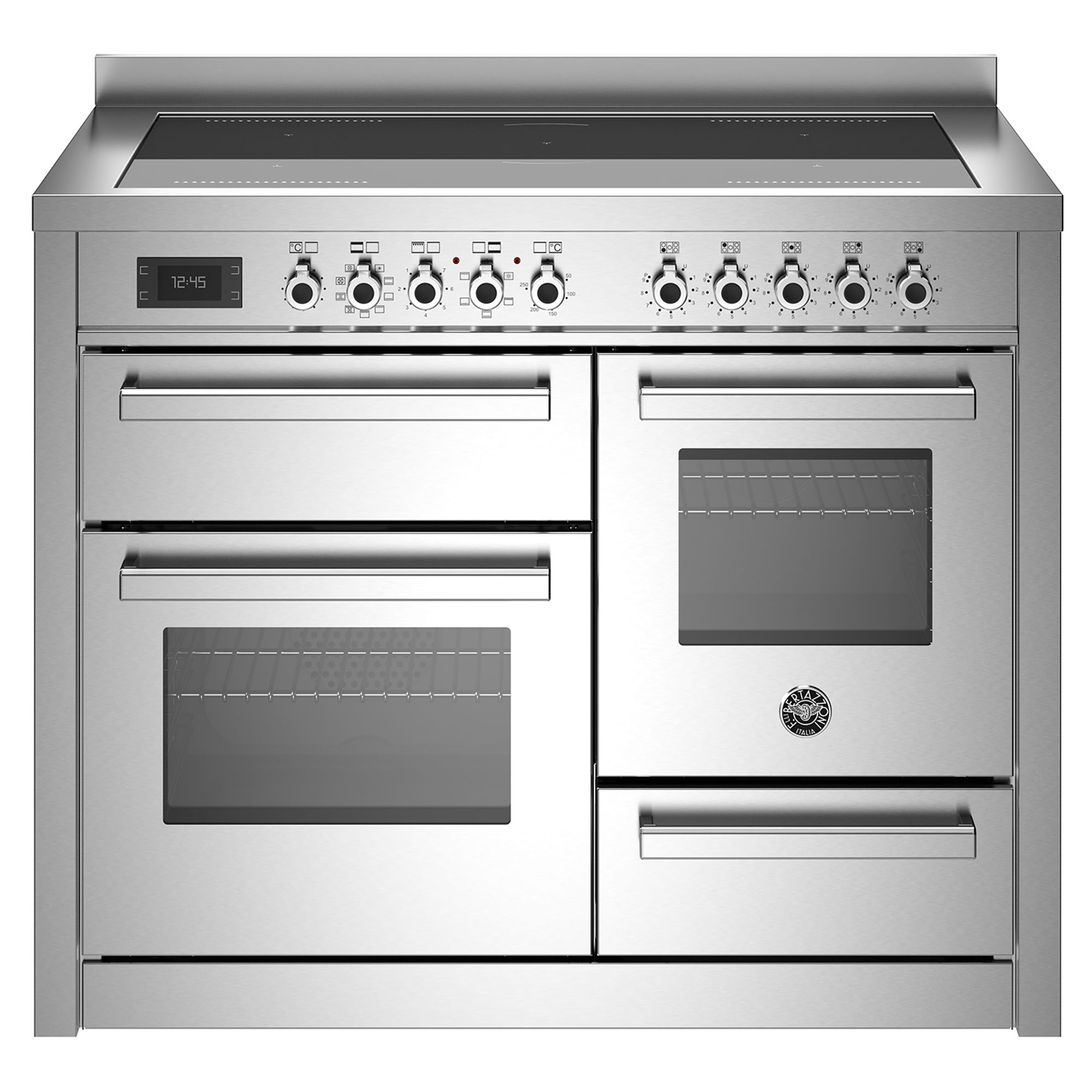 Bertazzoni Pro 1100mm Cooker 5 Zone Induction, Electric Triple Oven - Stainless Steel PRO115I3EXT