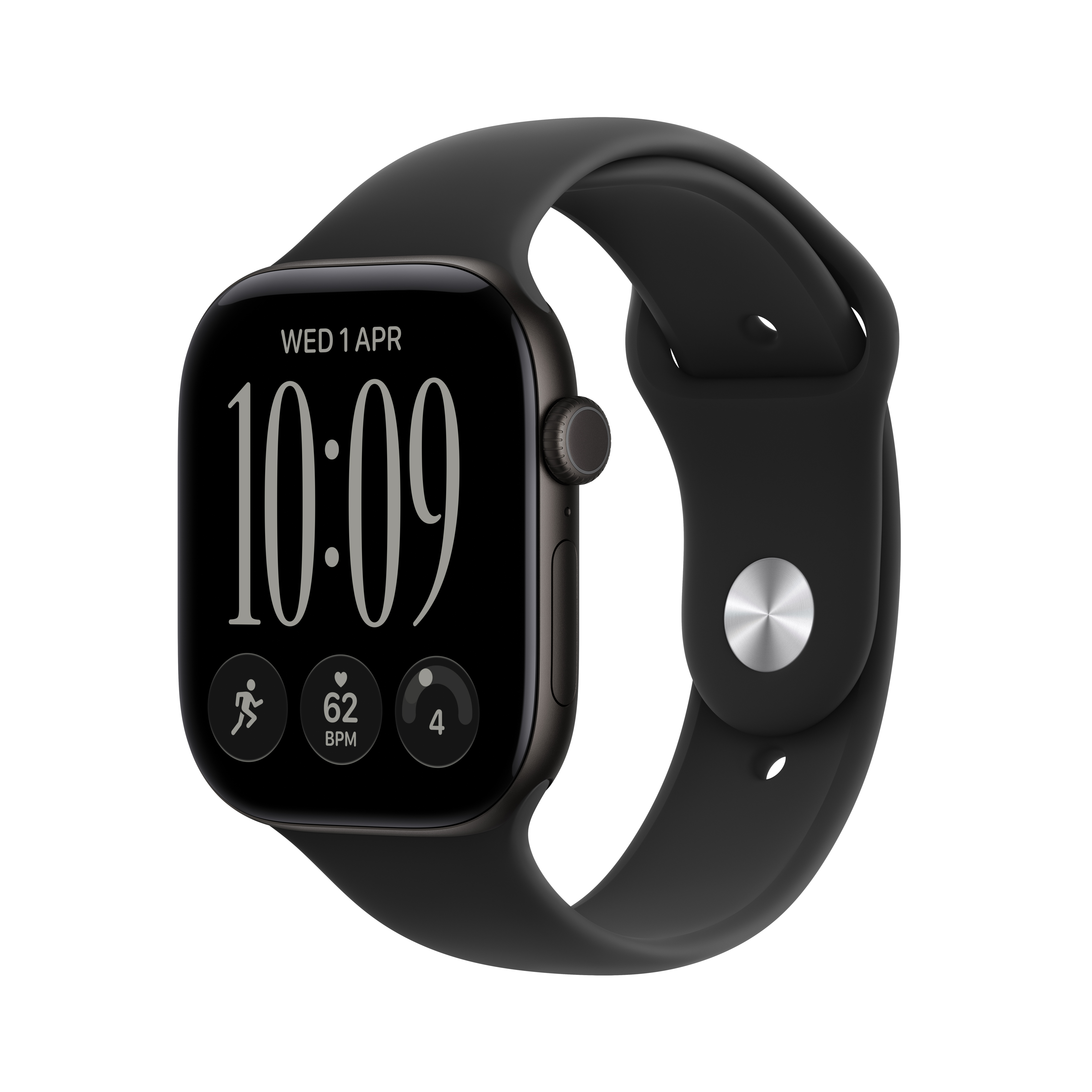 Apple Watch Series 12 GPS + Cellular 46mm Black Aluminum Case with Black Sport Band - M/L MJG94X/A