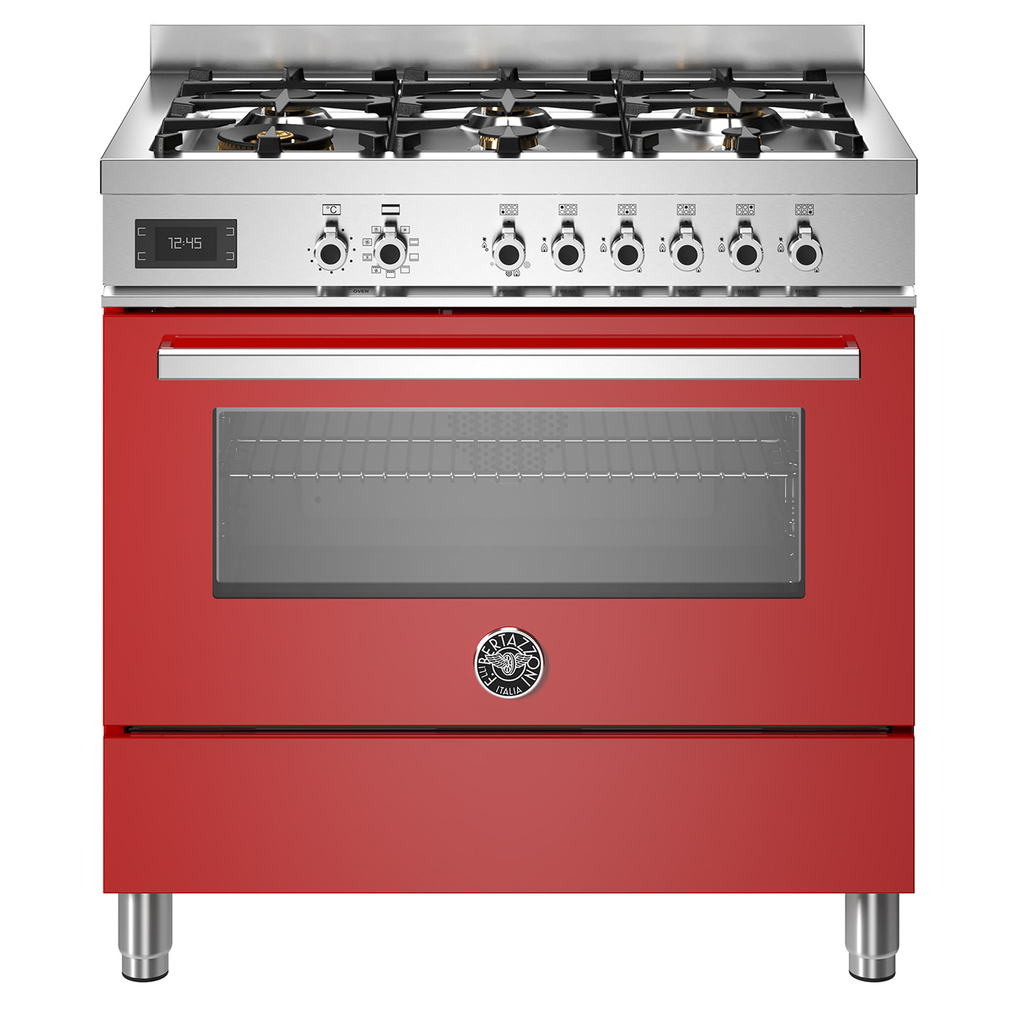 Bertazzoni Professsional 900mm Dual Fuel Cooker - Rosso (Red) PRO96L1EROT