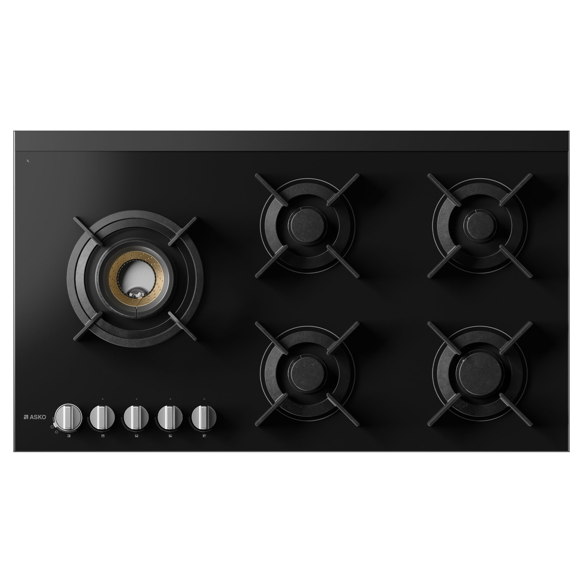 ASKO 90cm Hob Gas 5 Burner Volcano Cooktop Black Glass HG8953BGD1