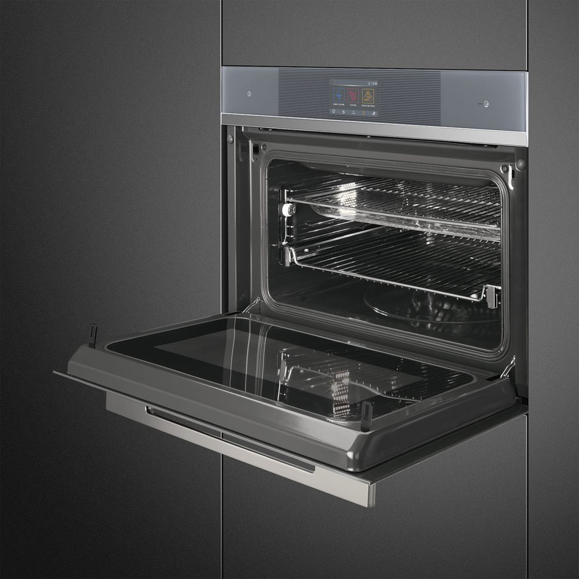 Smeg 45cm Linea Compact Speed Oven Silver SF4104WMCS. Buy Online with