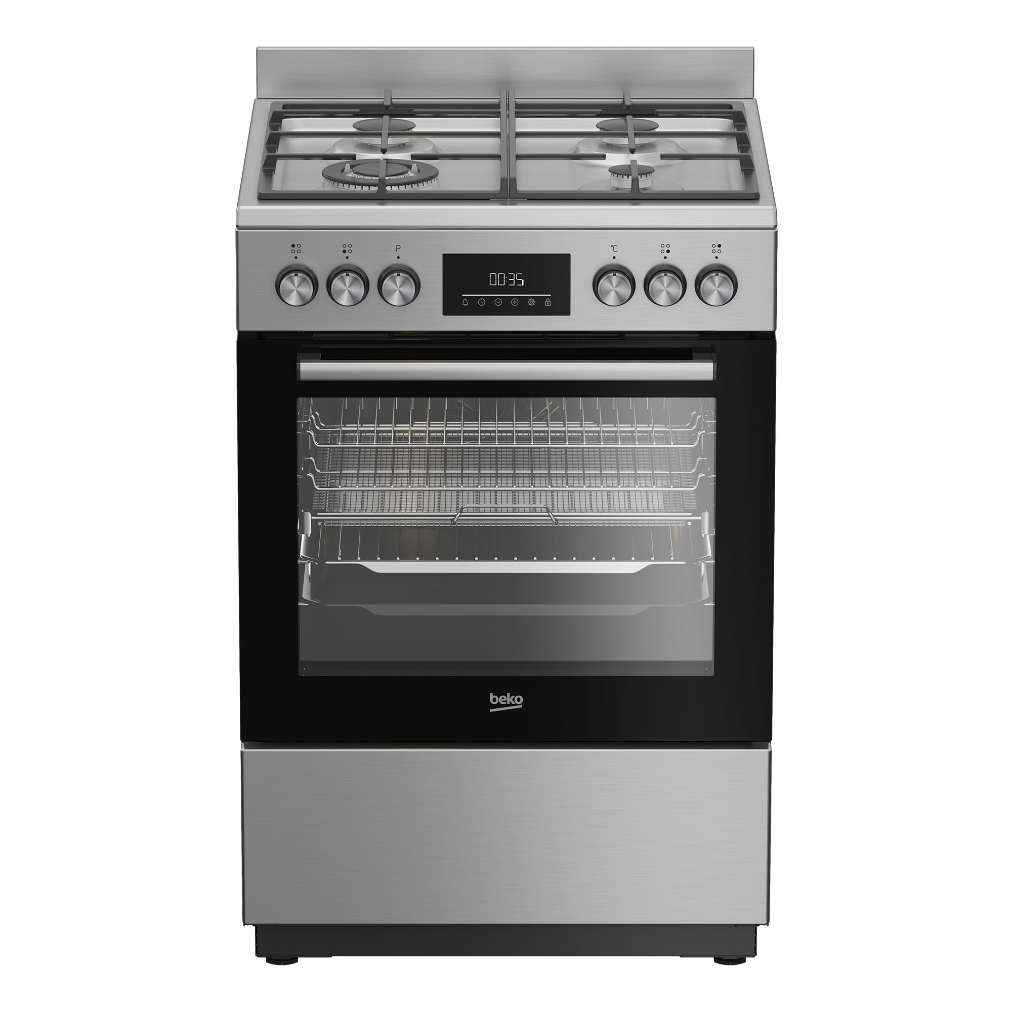 Beko Aeroperfect 60cm Freestanding Cooker with SteamAdd & Airfry & Gas Cooktop - Stainless Steel BFCB60GMX