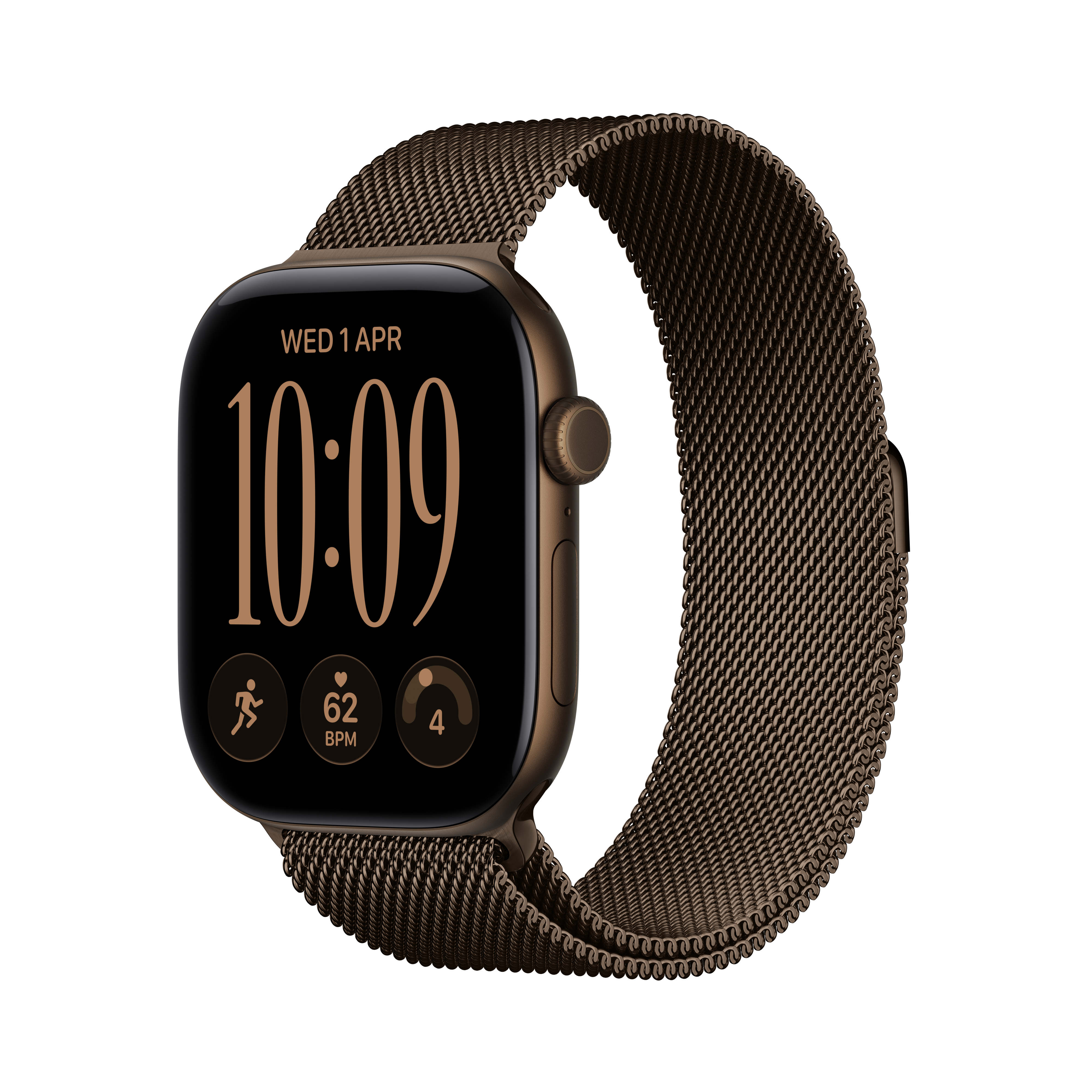 Apple Watch Series 12 GPS 46mm Dark Bronze Aluminum Case with Dark Bronze Milanese Loop - S/M MKD74X/A