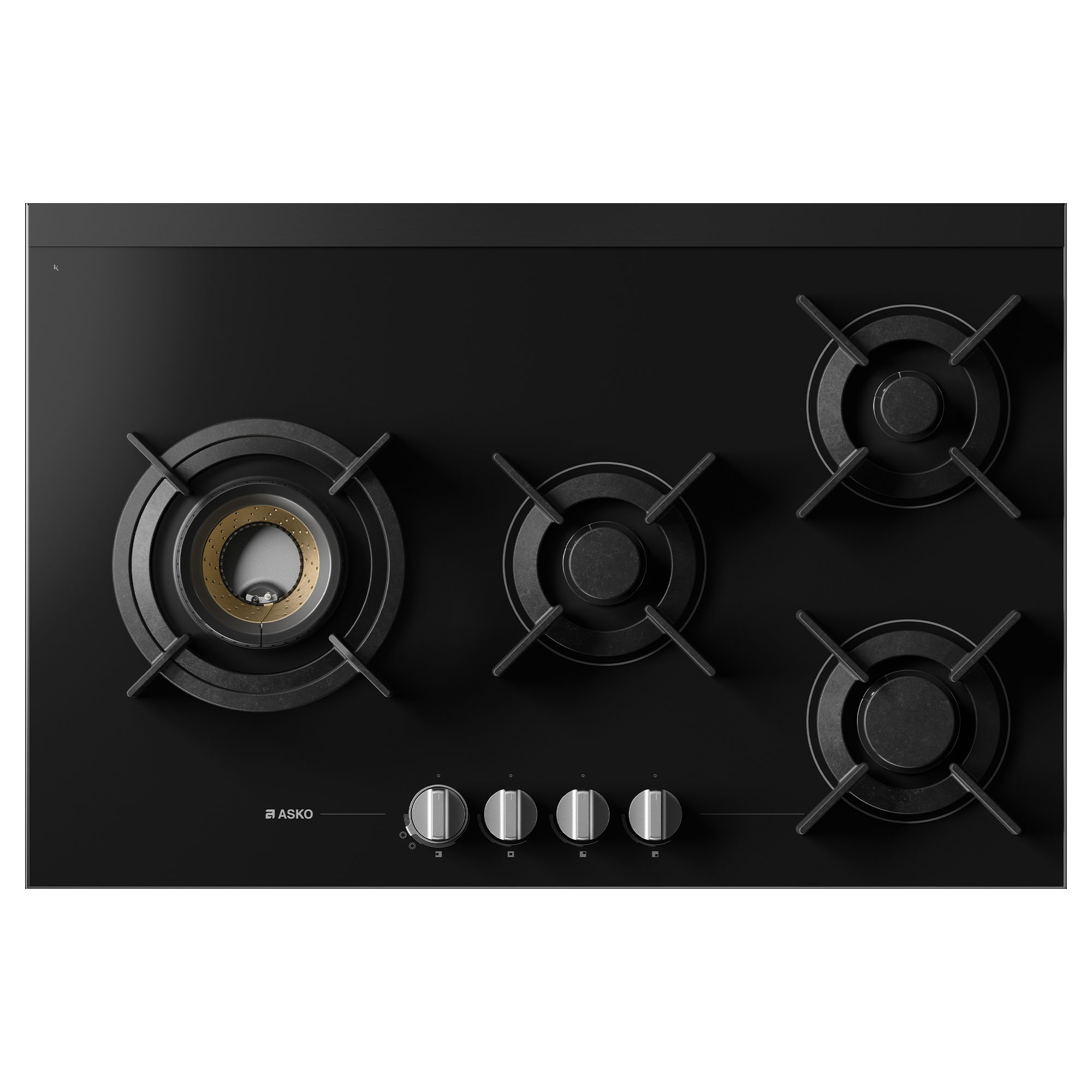 ASKO 80cm Hob Gas 4 Burner Volcano Cooktop Black Glass HG8843BGD1