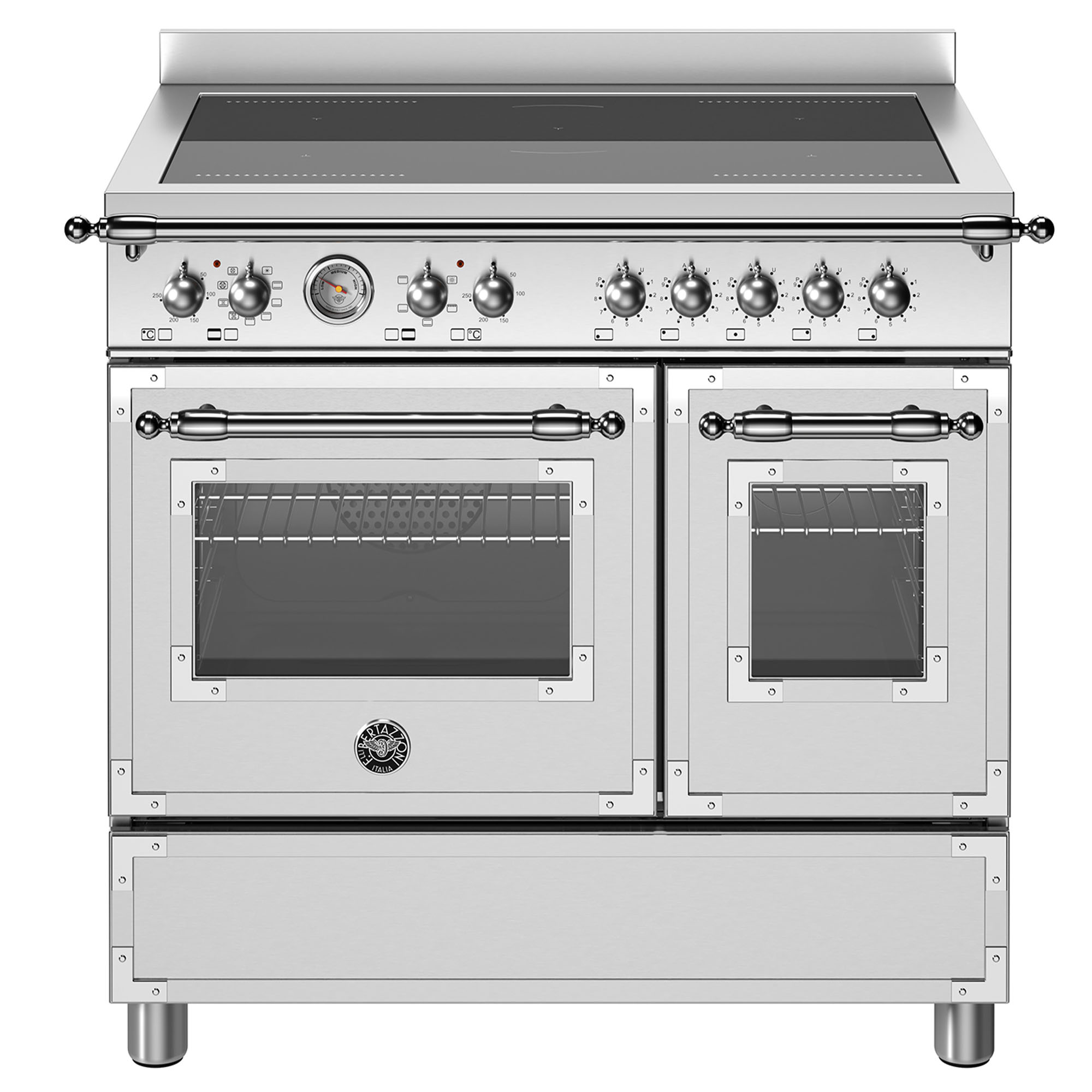 Bertazzoni Heritage 900mm Cooker 5 Zone Induction, Electric Double Oven - Stainless Steel HER95I2EXT