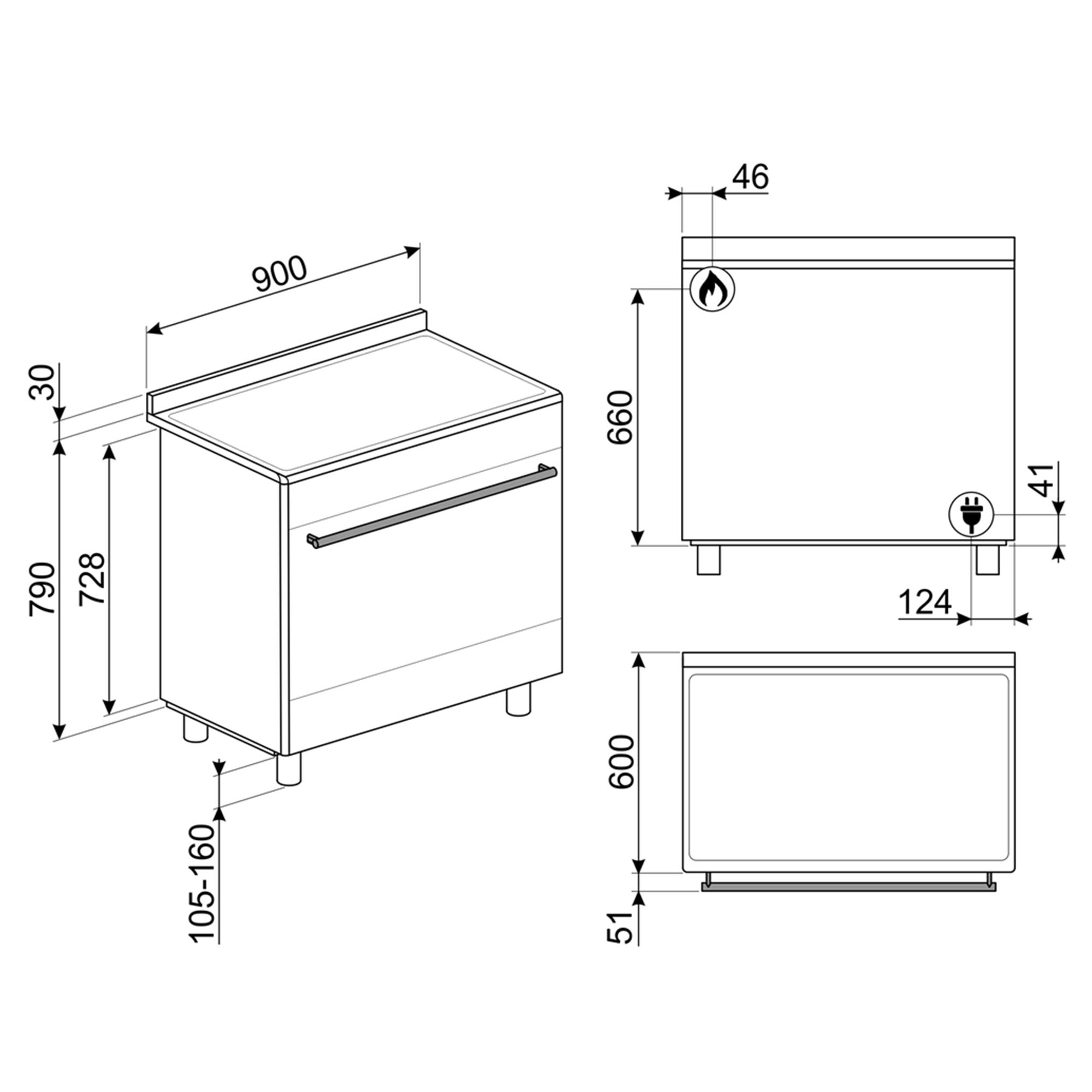 Smeg Classic 90cm Dual Fuel Freestanding Pyrolitic Cooker FSP9610X1
