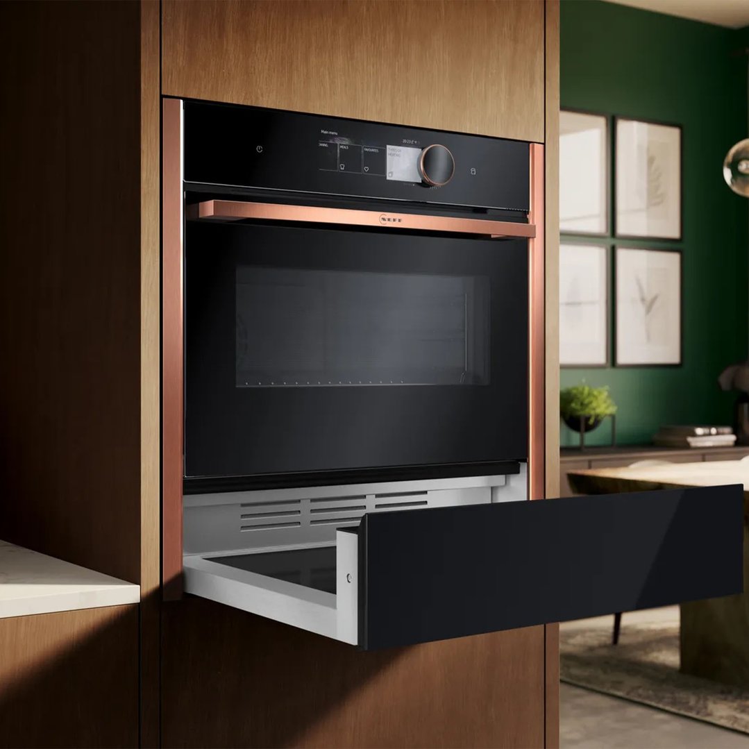 Neff 14cm multifunctional warming drawer with Deep Black Side Trims