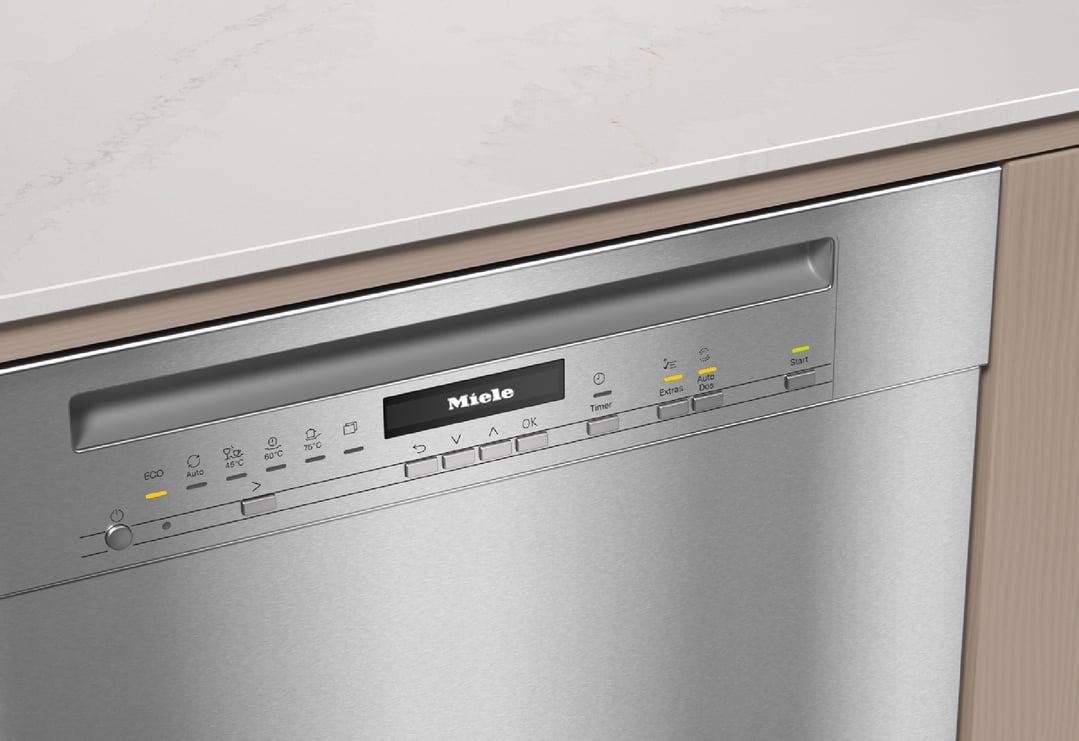 Miele 60cm Built-Under Dishwasher with AutoOpen Drying and Automatic Dispensing PowerDisk CleanSteel G7130SCUCLST