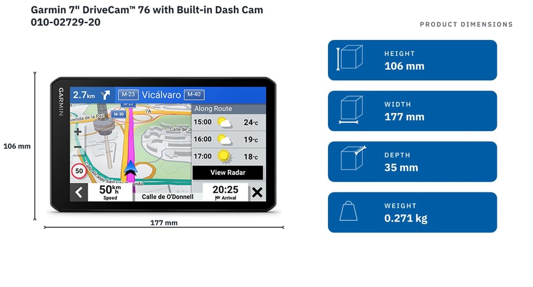 Garmin 7" DriveCam™ 76 with Built-in Dash Cam 010-02729-20