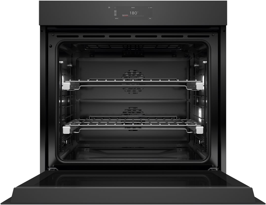 Fisher & Paykel 76cm Series 9, Minimal Handleless Pyrolytic Oven, Black Glass OB76SMPUNB3