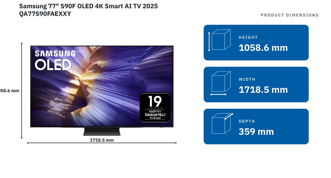 Samsung 77" S90F OLED 4K Smart AI TV 2025 QA77S90FAEXXY