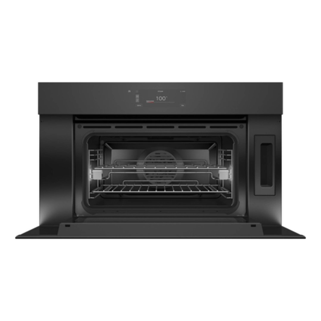 Fisher & Paykel 76cm Series 9, Minimal Handleless Compact Combi-Steam Oven, Black Glass OS76NMUNB3