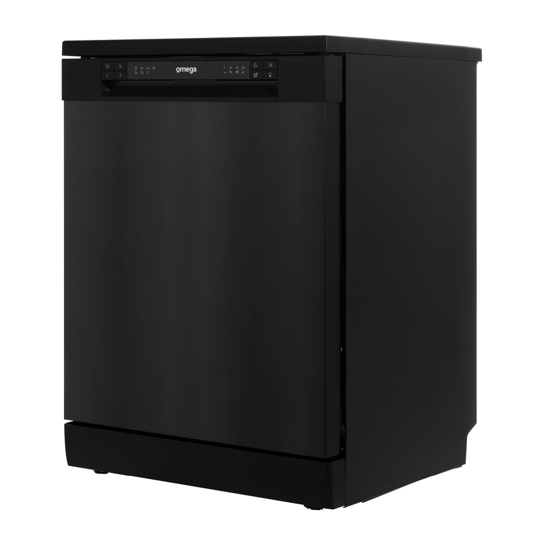 Omega 60cm Freestanding Dishwasher Black Stainless Steel. ODWF6014BX