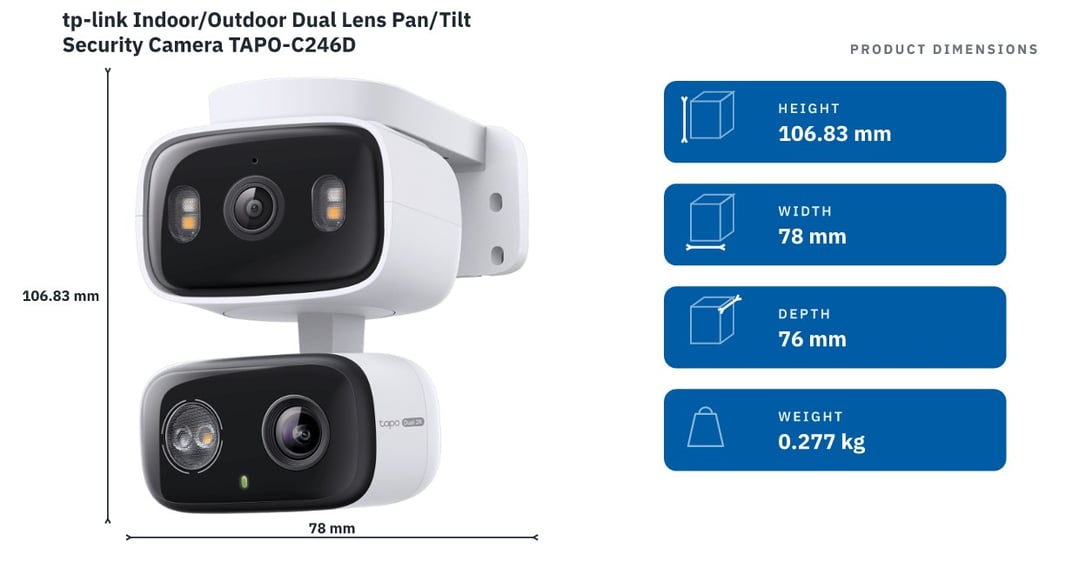 tp-link Indoor/Outdoor Dual Lens Pan/Tilt Security Camera TAPO-C246D